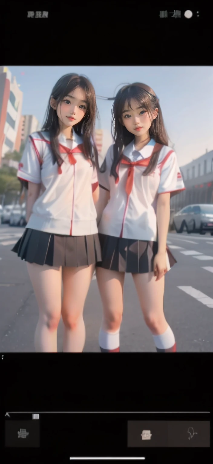 high high quality,Good details,Two Asian girls in school uniforms pose for a group photo, Wearing a Japanese school uniform, in school uniform, Japanese school uniform, in school uniform, two japanese schoolgirls posing, japanese girl school uniform, JK school uniform, school uniform, Surrealism female students, seifuku, High school girls, Surrealism female students, White uniform, cute female student, Cute girls