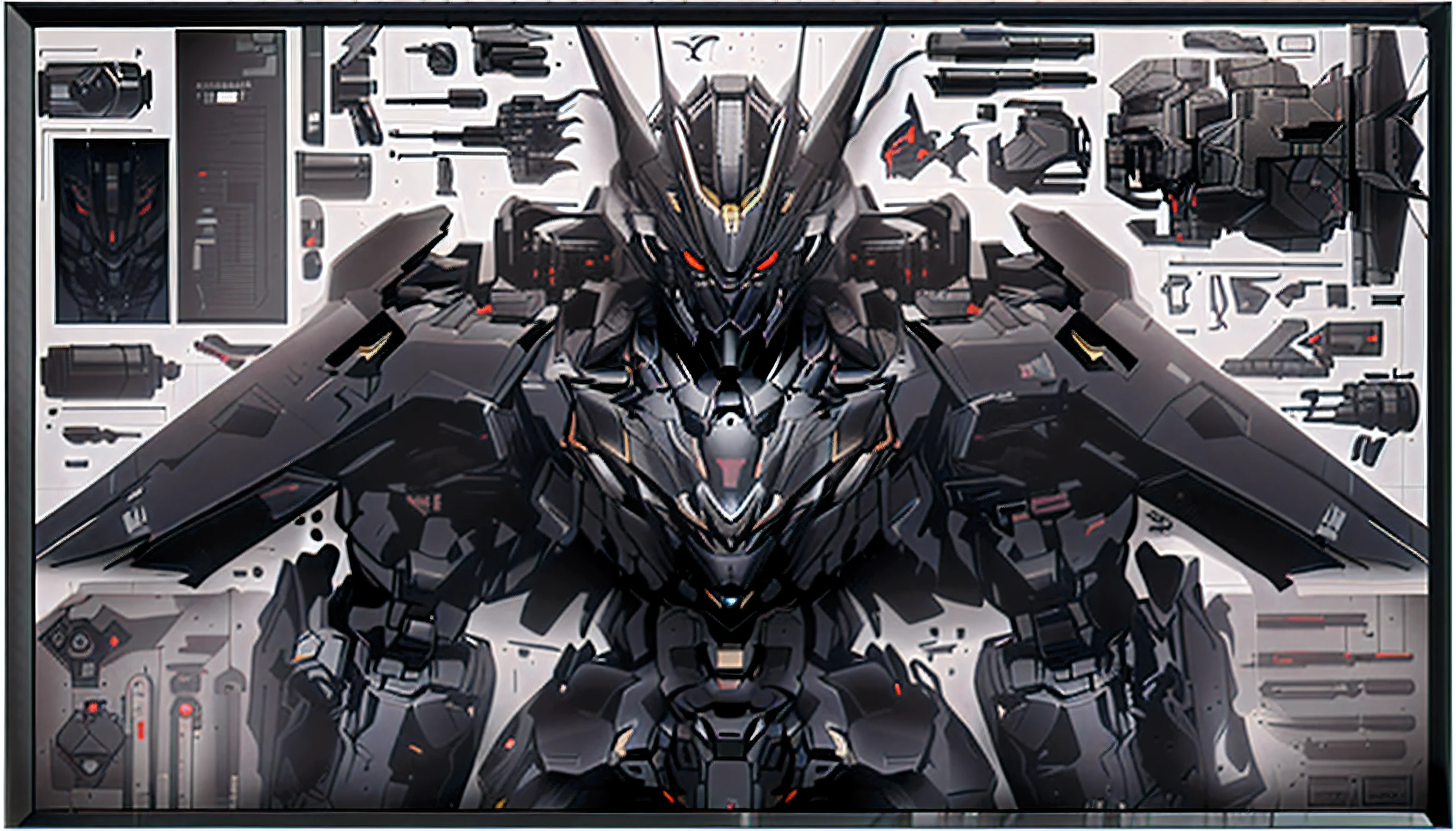 Close-up of a large robot,There are a lot of parts on it, 4k highly detailed digital art, 4k detailed art, 4K detailed digital art, mecha art, Alexander Ferra Mecha, 4 k highly detailed art, armored core style mecha, highly detailed 4 k art, anime mecha aesthetic, cool mecha style, Black color mecha