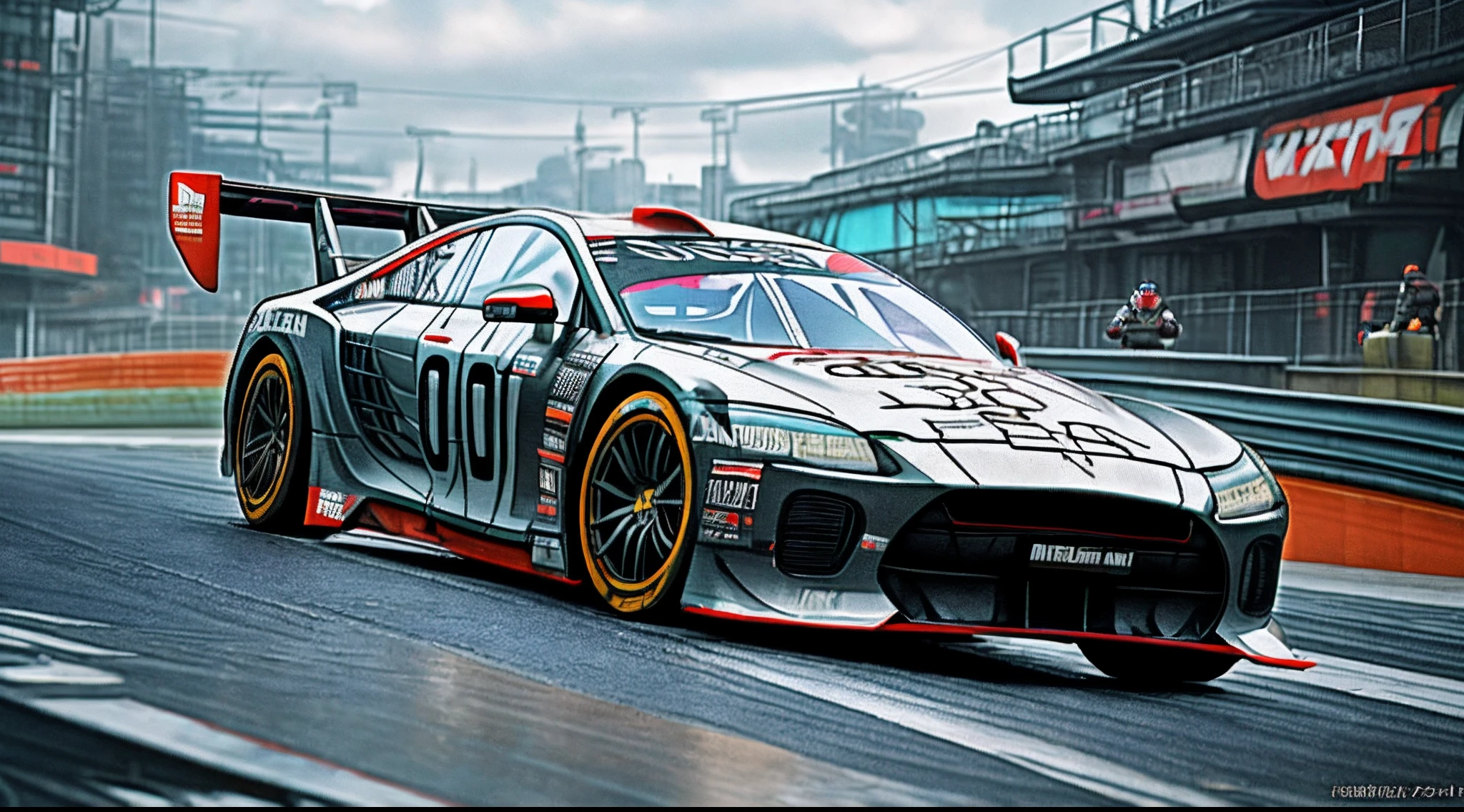 Urban Circuit,cyber punk style, 3D rendered character art ,8 K quality,Sports racing,Sci-fi racing