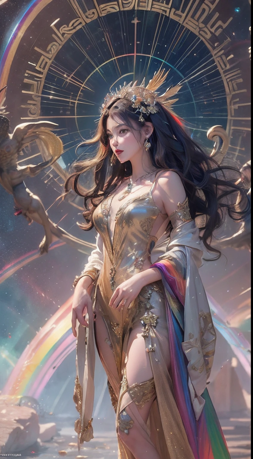 (((best quality))),(((ultra detailed))),(((masterpiece))),illustration,((A beautiful female astrologer,solo)),((slim,thin)),((small breasts,flat chest)),((shoulder length straight hair)),(earrings,necklace),(sparkled sheer robe:1.3),standing beneath a magical summer night, stars twinkling in the velvety darkness,starry sky, sapphire eyes filled with wonder, flowing ethereal gown mimicking the stars, silver pendant shaped like a horoscope,serene smile and captivating gaze, celestial beauty and mystery, solace and inspiration in the vast expanse of the universe