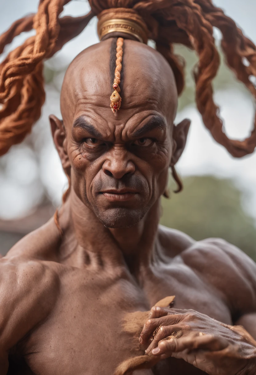 Dhalsim, Street Fighter, yoga flame, intimidating stance, closeup,Iconic character of high detail, realistic