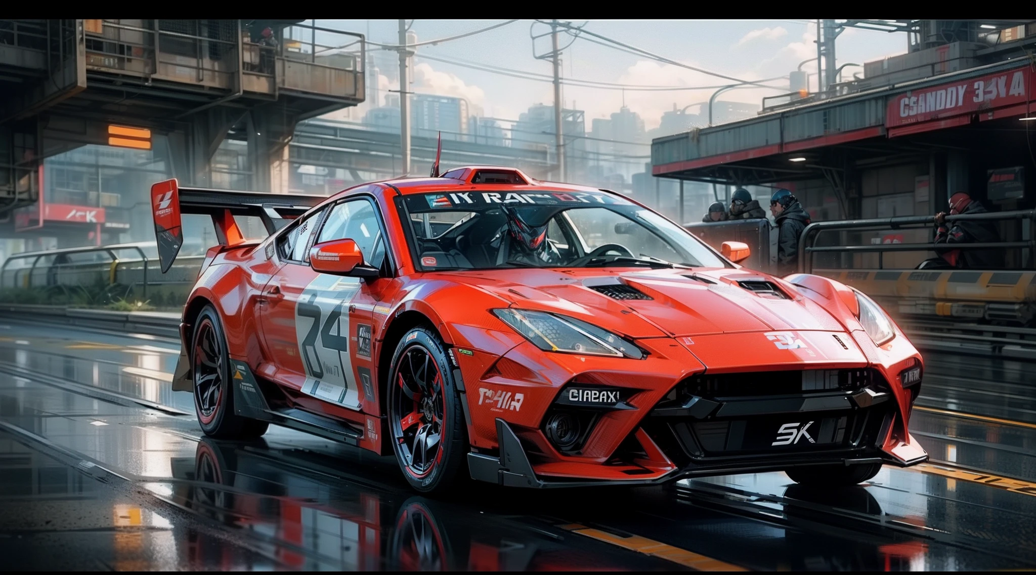 Background song,cyber punk style, 3D rendered character art, 8 K, Sports racing,Sci-fi racing,Sci-fi racing