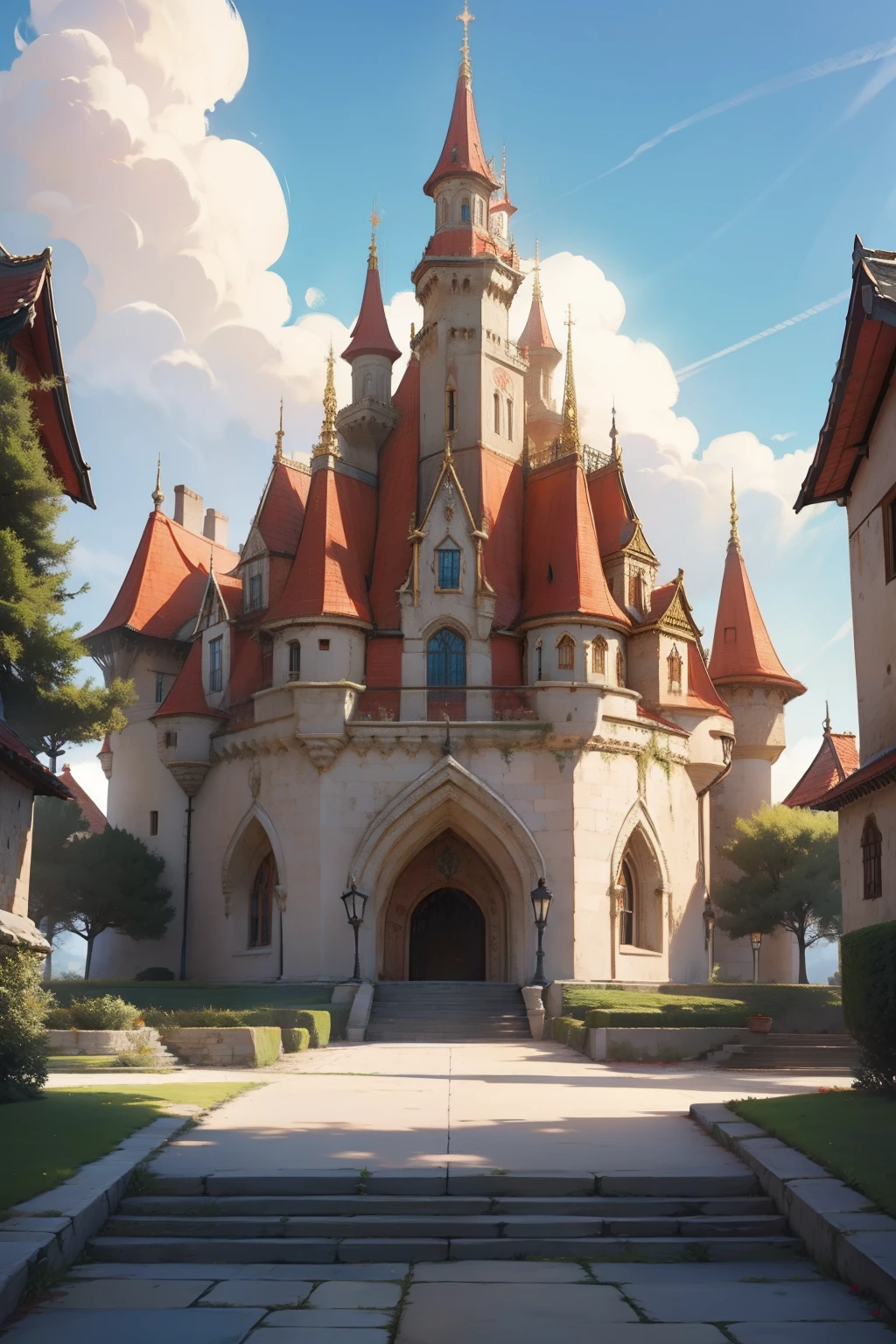Castle made with gold and red