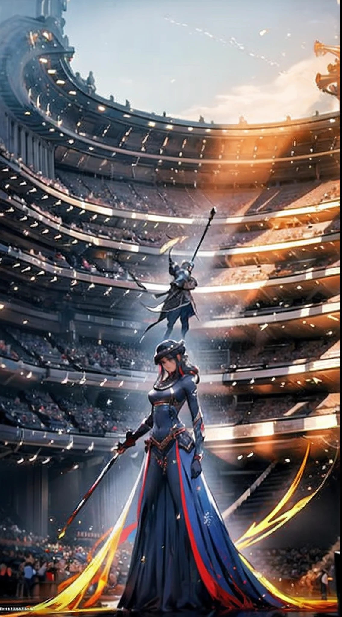 Mysterious arena,Powerful wizards clash in spectacular displays of magical power.
