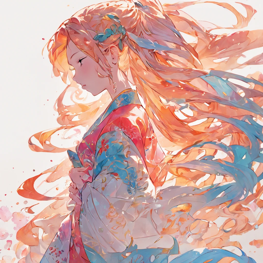 (White background:1.4),(Silhouette of a girl's head, Eyes closed, colorfull long hair, Oriental elements),(Chinese illustration:1.3,paper art:1.3, Quilted paper art:1.2),( reasonable design, Clear lines, High sharpness,Best quality, Very detailed, Masterpiece, movie light effect, 4K )White high ponytail beautiful girl facing the camera forked legs masturbation leakage milk