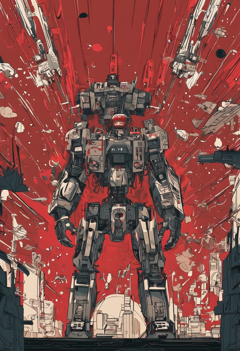 Heavy mech, intricate motifs, heavy metal, Energy lines, Faceless, glowing light eyes, Domineering, vehement, blood red and black uniform, 独奏, modern day, 城市, the street, dark cloude, thunderstorm, very heavy rain, Dramatic lighting, (tmasterpiece:1.2),best qualtiy,A high resolution,beautifuldetails,extremely detailed nipple,perfect litthing,