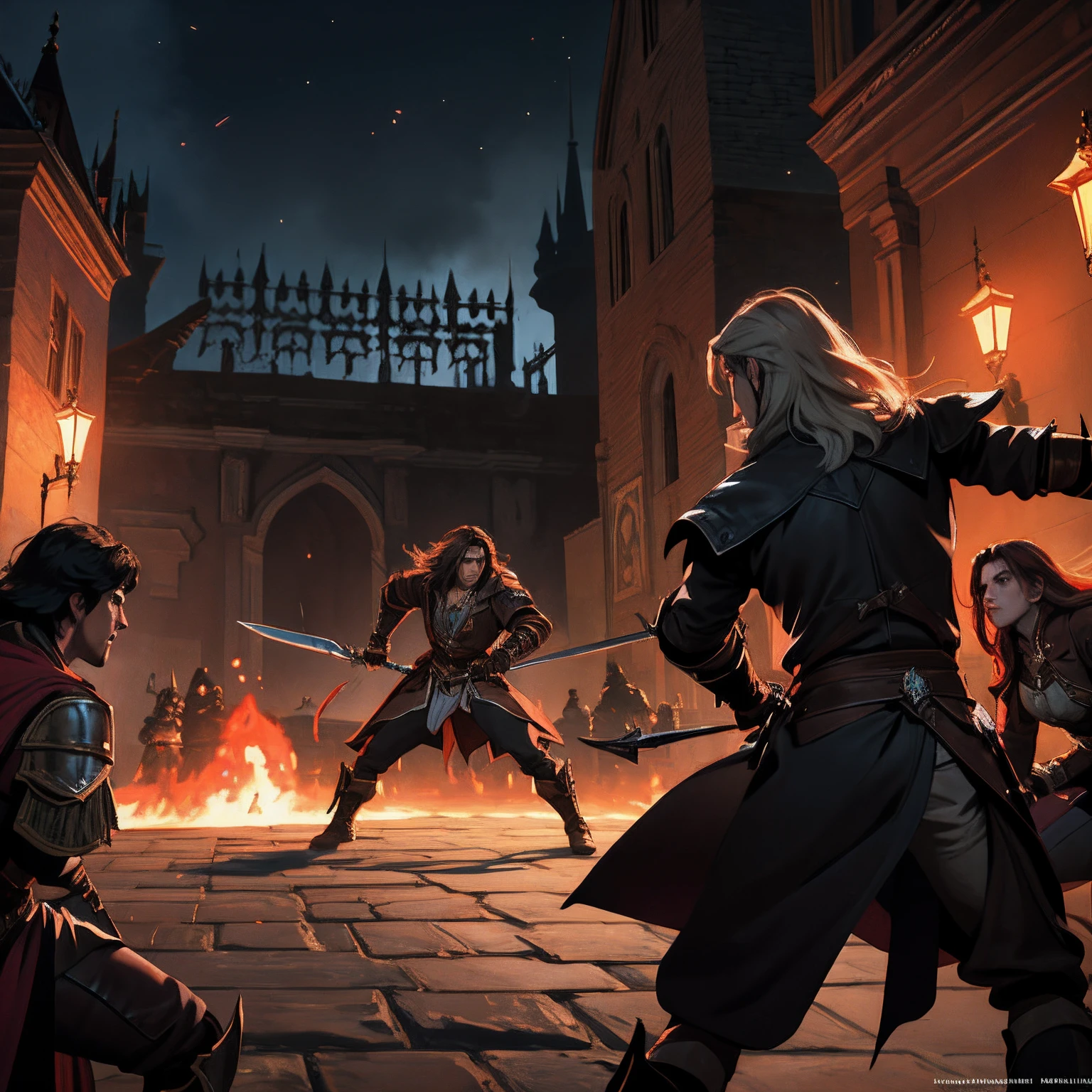 Castlevania Lord of the Shadows hyper realistic super detailed battle Epic War between men Warriors