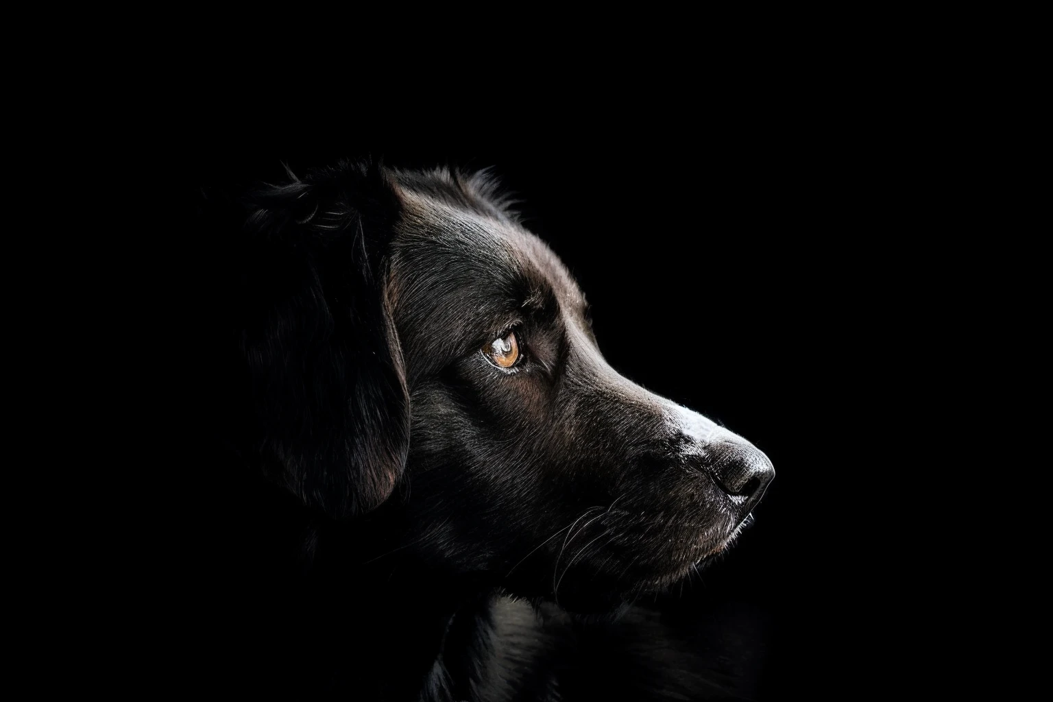 Brown and black dog with yellow eyes looking to the left, portrait big dark dog, brown and black dog, dog portrait, Retrato do labrador castanho e preto, Premiado