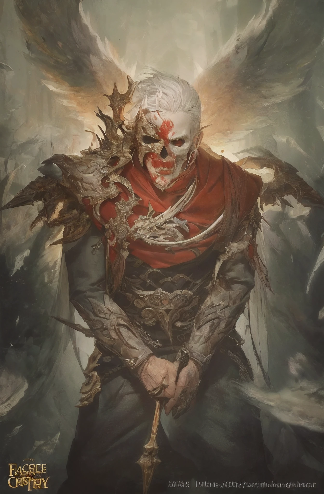Best quality, masterpiece, ultra high res,detailed background,realistic,hadesstyle,solo,male,mature,bara,muscular,mature male,short hair,facial hair,wizard,necromancer,skull,green fire,horror \(theme\),dark fantasy,evil,cape,depth of field

Drishya is a tall handsome male. Standing at 7 ft 5. He is athletic built with beautifully long silky brown hair and blue eyes. He is always seen with a stern look on his face. He is clothed with the finest royal attire in silver and black. His beard matches his hair. Muscular man, bulge in pants, arrogant expression, piercings

8k, anime, portrait, best quality, ultra high res, ultra detailed, high contrast color tone, extremely detailed lighting, cinematic lighting, soft lights, (masterpiece, high quality:1.4), (kaneki ken, white hair, red and black eye, mask | teeth, blood eyes, black jacket, blood, ((full body)), (dynamic pose), black background, thrilling, (fierce face)