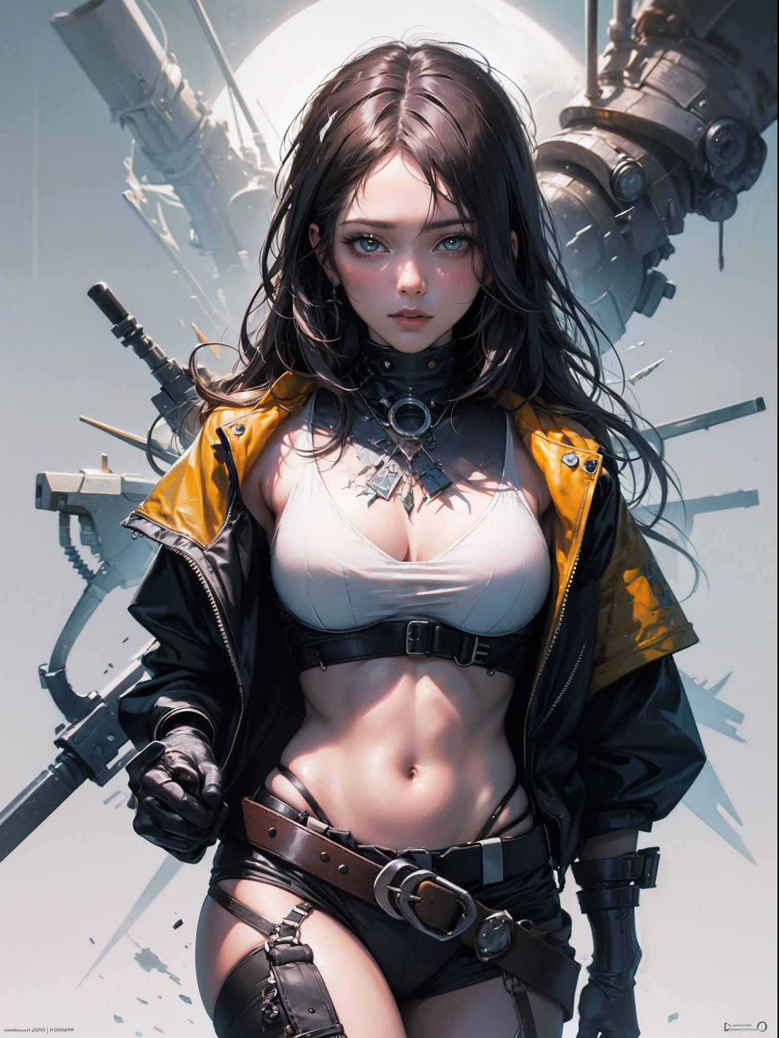 (HOMBRE CYBERPUNK) Anime painting of young Asian cyberpunks, Cabello cyberpunk sin forma, dynamic pose, Poses elegantes, colores brillantes, arte conceptual de Carne Griffiths y Wadim Kashin, Antecedentes cyberpunk, Belleza abstracta, near perfection, Forma pura, golden ratio, minimalismo, arte conceptual, Detalles intrincados, 8k post-production, High resolution, Super detail, tendencias en Artstation, foco nítido, Fotos de estudio, Detalles intrincados, muy detallado, por Greg Rutkowski