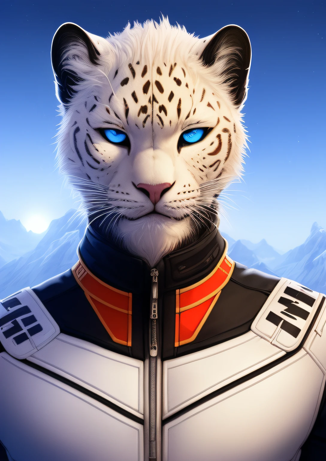 (Clever Photo:1.3) of (Detailed illustration:1.3),(Happy:1.3) furry humanoid white fur leopard in scientific suit, detailed face and (clear:0.8) eyes, detailed fur, elite dangerous,,(by Artist Greg Rutkowski:1.3),Highly Detailed,(Realism:1.3),(Velvia:1.3),(close portrait:1.3),(Masculine:1.4),attractive,handsome,calendar pose,perfectly detailed eyes,studio lighting,thematic background