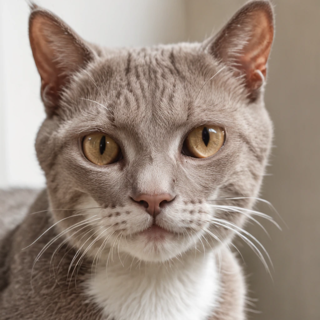 Um gato com a boca aberta parecendo assustado