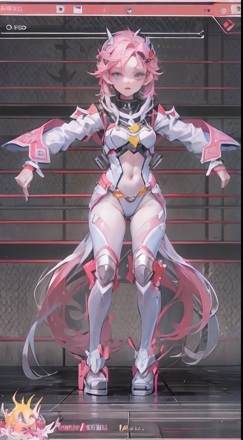 (tmasterpiece:1.3),(melhor qualidade:1.3),..3d,8k,.1 cinta,solo,cabelo rosa,olhos cor-de-rosa,Capacete,corpo inteiroesbian,traje espacial,terno apertado,Luvas,standing on her feet,Q version