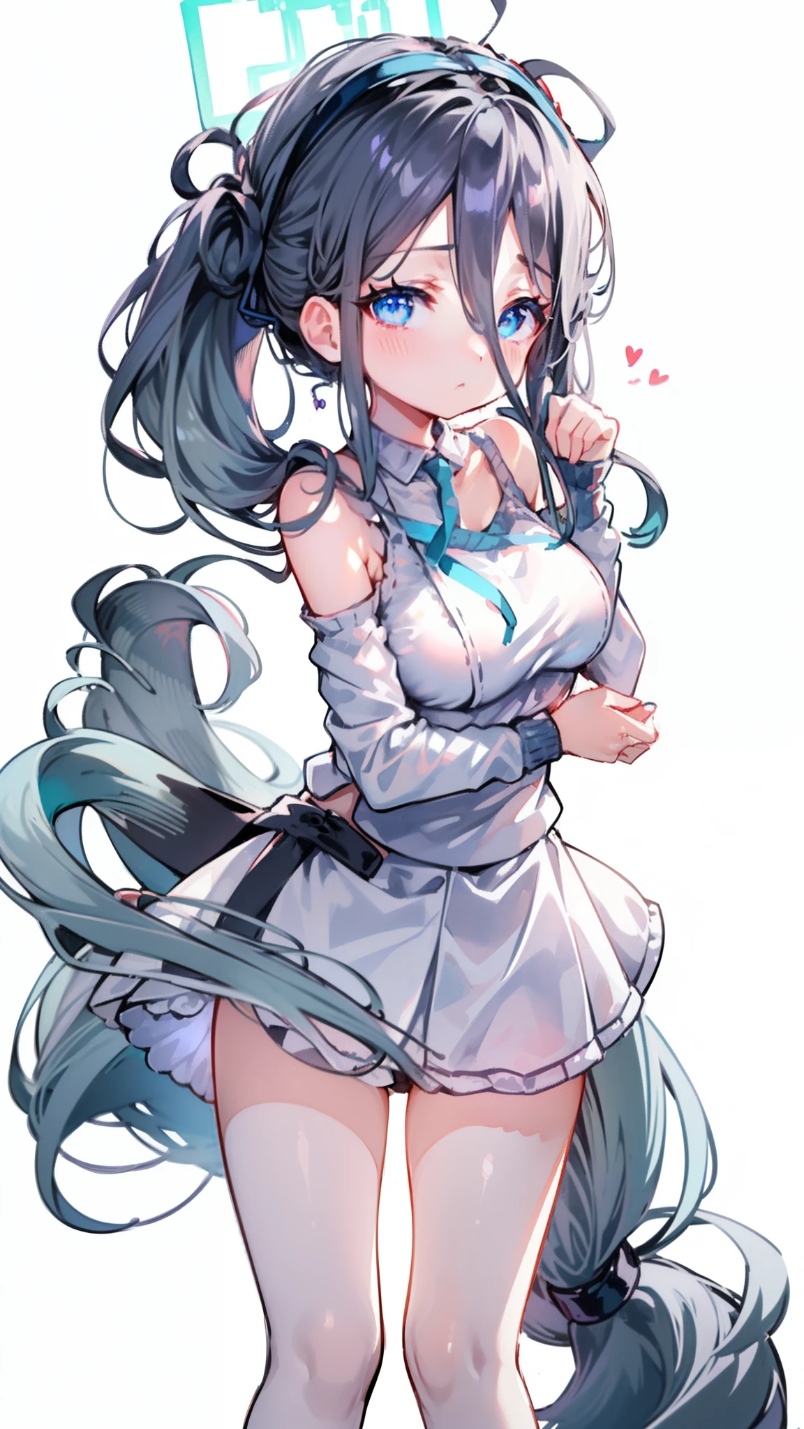 1人,(,petite short stature),animesque、Young and cute idol face、(Lorioppai)(Clothed big breasts , Loleasts,Mi Hot Pants)Double piece with hands raised (WatercolorPrivate Services, Shoulder Knitwear,Shoulders exposed、Back exposure) Huge breasts,