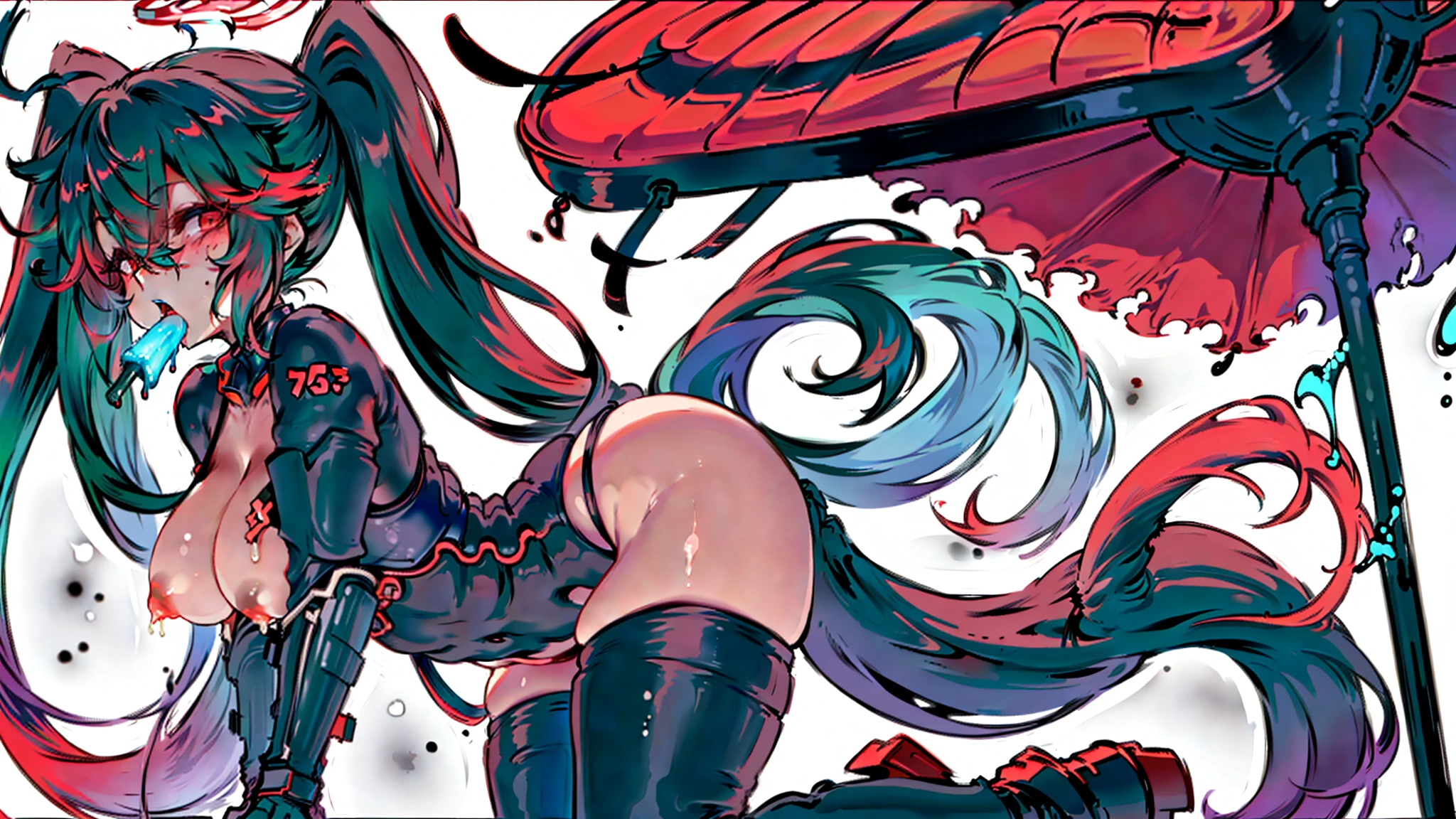 Anime girl lying on table, Beautiful anime girl kneeling with open legs, Biomechanical OPPAI, Sexy pudica pose gesture, seductive anime girls, with index finger, the anime girl is crouching, an oppai cyberpunk, hajime yatate, rogue anime girl ayanami rei, ryuko matoi, sexyposture, konachan,Exhale the mist,Stick out her tongue,Mermaid line,musculature,Ambiguous eyes,High-fork panties,Be red in the face,huge tit,over knee socks,open open mouth,Stick out her tongue, dropping saliva,White popsicles,Melted popsicles,Hair tied up,Long tongue,Single horsetail,The melted popsicle falls on the chest,Excitation,Rub your chest with your right hand,Plenty of liquid,White liquid,Floating popsicles,Suck on popsicles,looking at viewert,love heart,Throw a wink,Lick gently,Camel toes,Half-off coat,Oral sex,Popsicles in his mouth,Semi-closed Eyes,Abs,musculature,Sunburn,Brown skin,Popsicle pointed to panties,Put popsicles in it,Hold your butt with your left hand,Thick and long popsicles,Openwork panties,Top crotch,Fork the legs,without wearing shoes,Mesh socks,Excretion of breast milk,yogurt,Yogurt comes out of the mouth,Yogurt flows from the inside,A small amount of belly yogurt,Lower breast,Excrete yogurt,Get wet,leg loops,Yogurt flows from the butt,Jet yogurt,The halo,Lunette de soleil,black long boots,Deep orange glowing eyes,coda,breast press,Popsicles rub panties,Show your ass