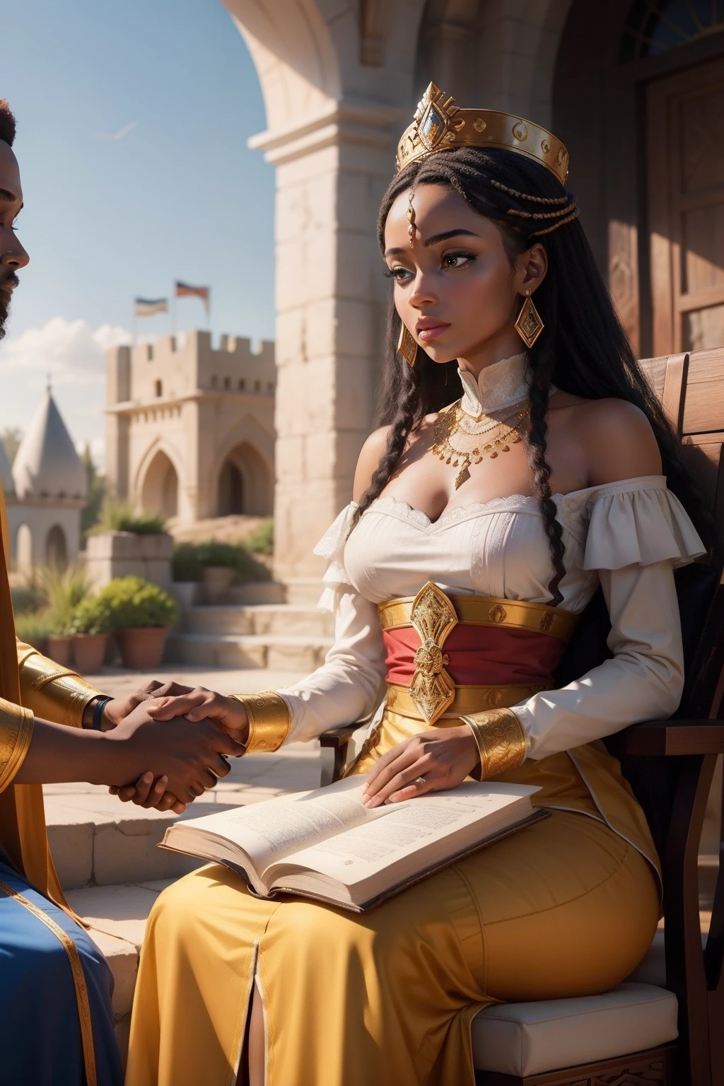 Building a connection: Explore how Queen Makeda and King Solomon find common ground despite their differences. What values and ideas do they share, and how do these contribute to the deepening of their friendship? seed 2364182965