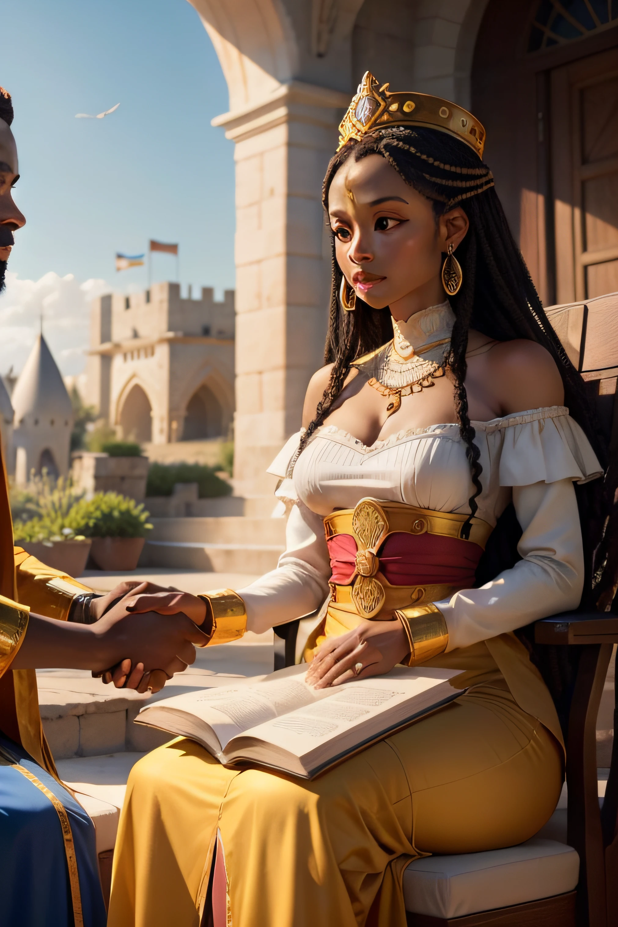 Building a connection: Explore how Queen Makeda and King Solomon find common ground despite their differences. What values and ideas do they share, and how do these contribute to the deepening of their friendship? seed 2364182965