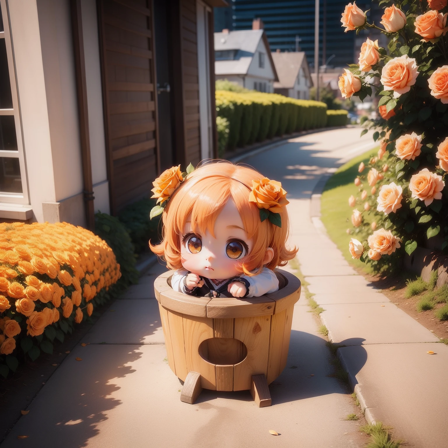 Cute Chibi Anime,Apricot orange roses,The City of Roses in Portland