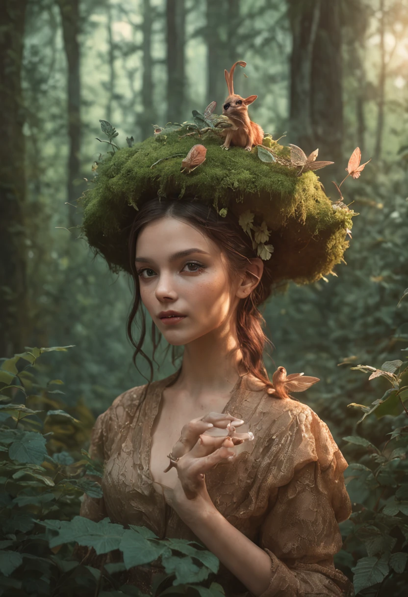 There is a painting of cognac bottle in the forest, arte de fantasia peluda, fantasia raposa amor, Beeple e Jeremias Ketner, arte peluda muito bonita, Cyril Rolando e Goro Fujita, Directed by: Ryan Yee, Artgerm e Atey Ghailan, anime exuberante john 8k madeiras, anthropomorphic furry art
