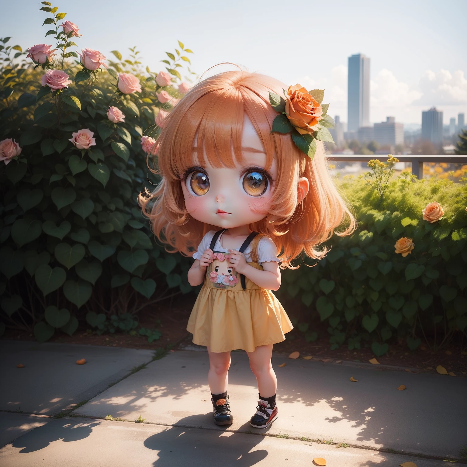 Cute  Chibi Anime,Apricot orange roses,City of roses in Portland