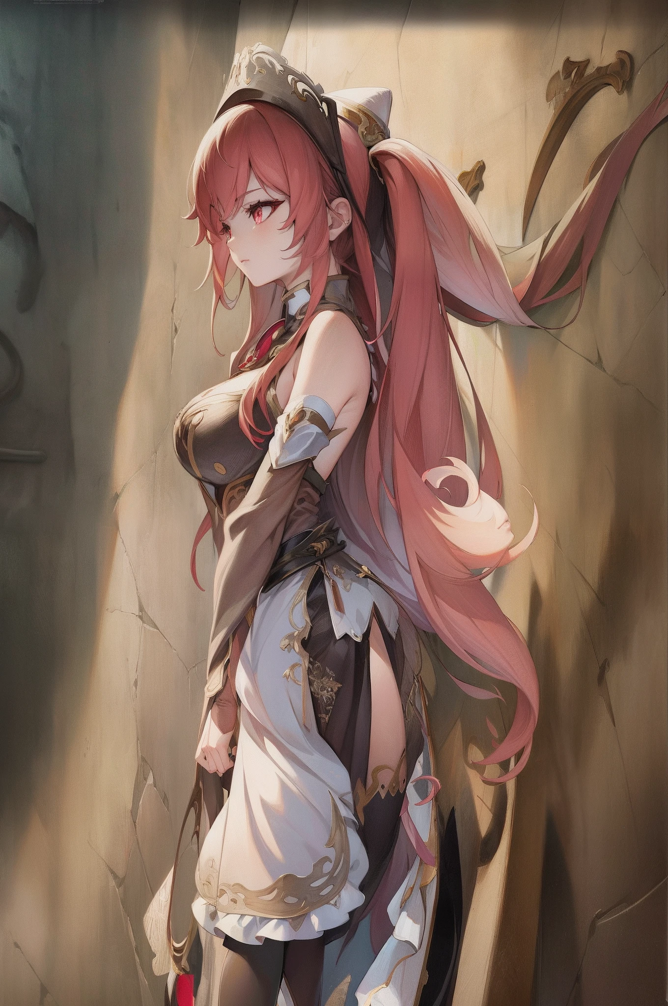 Anime girl with long pink hair and hat standing in front of wall, guweiz, cushart krenz key art feminine, 2. 5 d cgi anime fantasy artwork, 8k high quality detailed art, anime goddess, anime fantasy artwork, Detailed Digital Anime Art, guweiz on pixiv artstation, guweiz on artstation pixiv