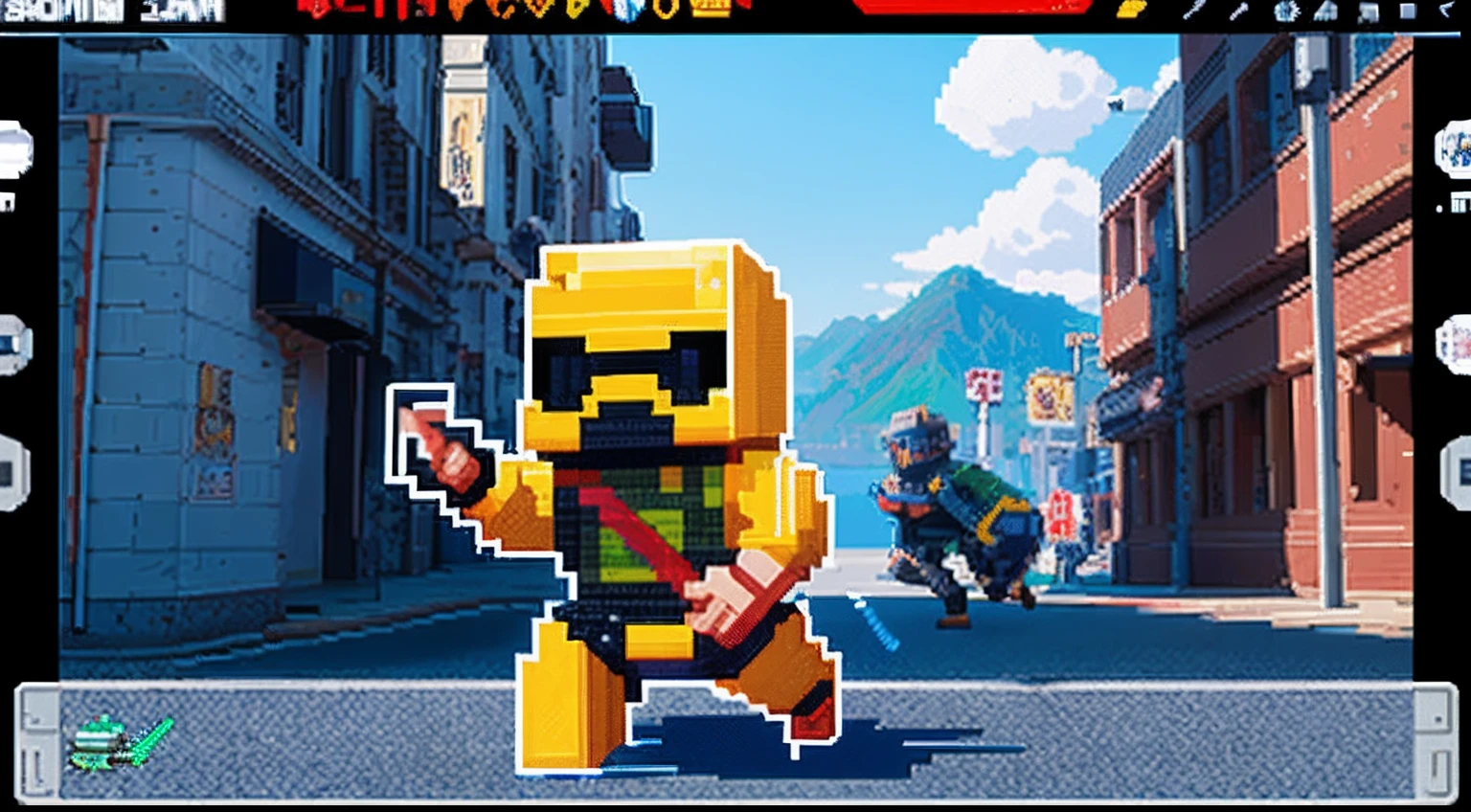 pixel game,character design,Sci-fi suit,Warrior with a laser gun, Pixel art #pixelart