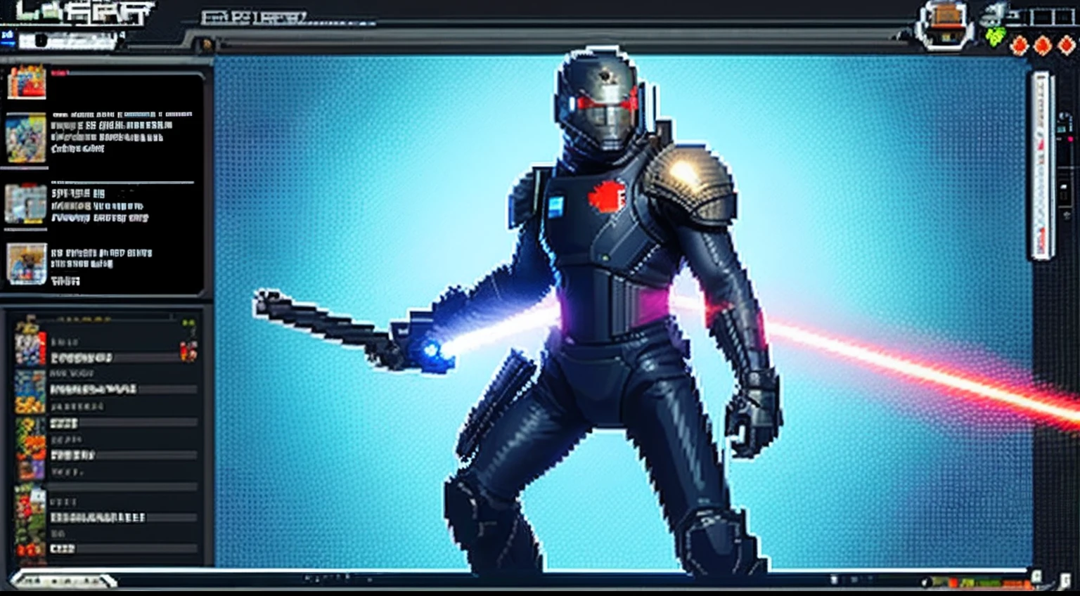 pixel game,character design,Sci-fi suit,Warrior with a laser gun, Pixel art #pixelart