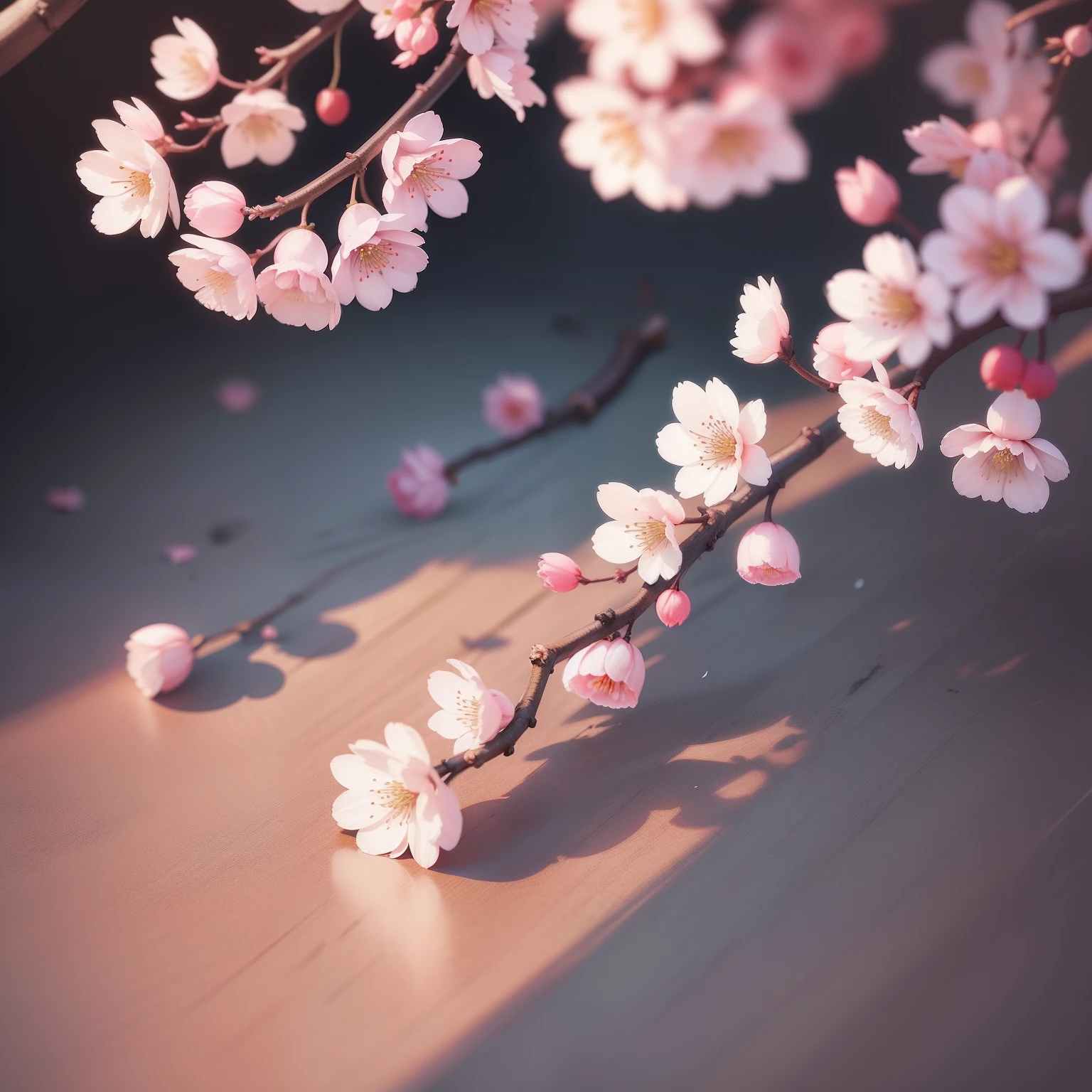 One night cherry blossom perspective upwards Flowers Wen Qing phrase