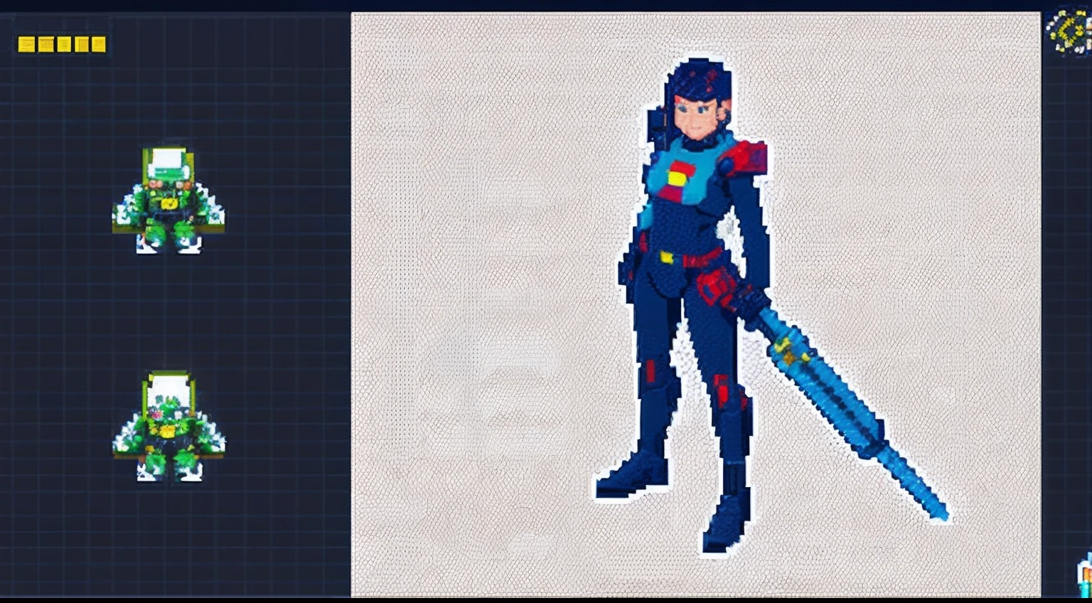 pixel game,character design,Sci-fi suit,Warrior with a laser gun, Pixel art #pixelart