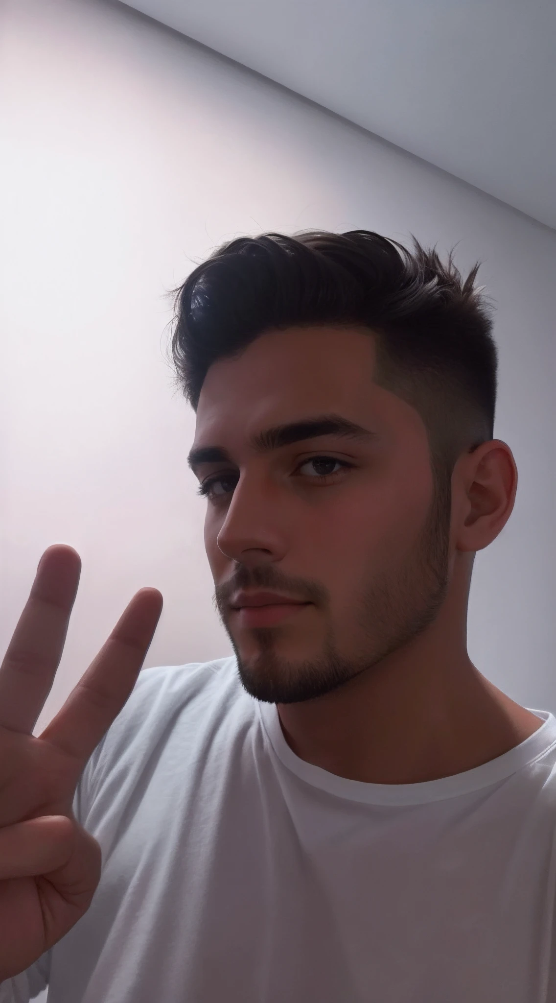 There is a man making a peace sign with his hand, Foto de perfil do headshot, imagem frontal, imagem de perfil, 2 8 anos, taken in the early 2020s, full head and shoulders, 2 3 anos, 3/4 Perfil, foto do perfil, 2 9 anos, 2 7 anos