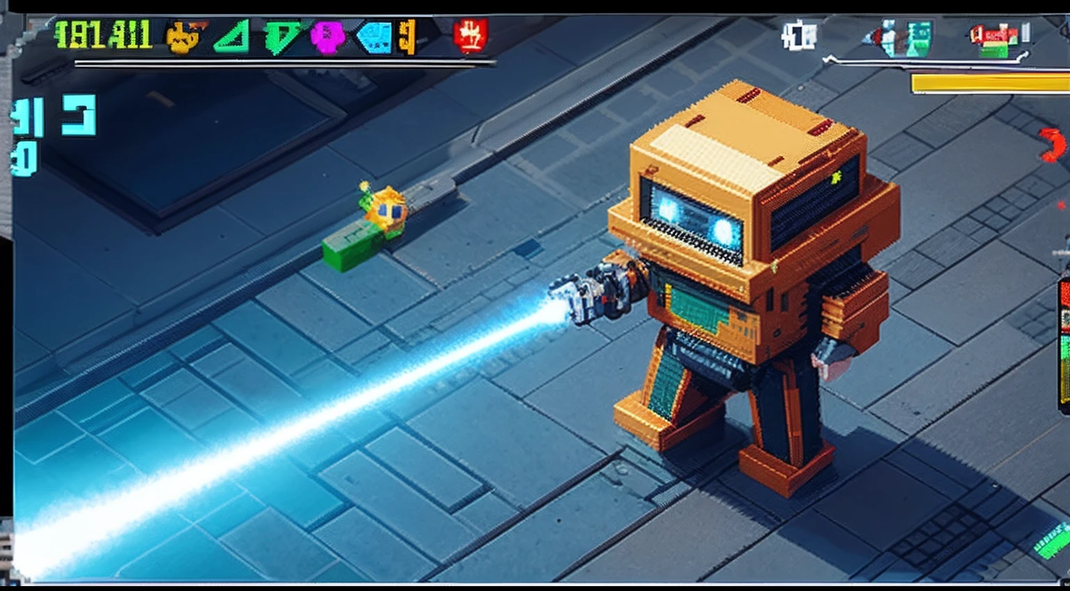 pixel game,character design,Sci-fi suit,Warrior with a laser gun, Pixel art #pixelart