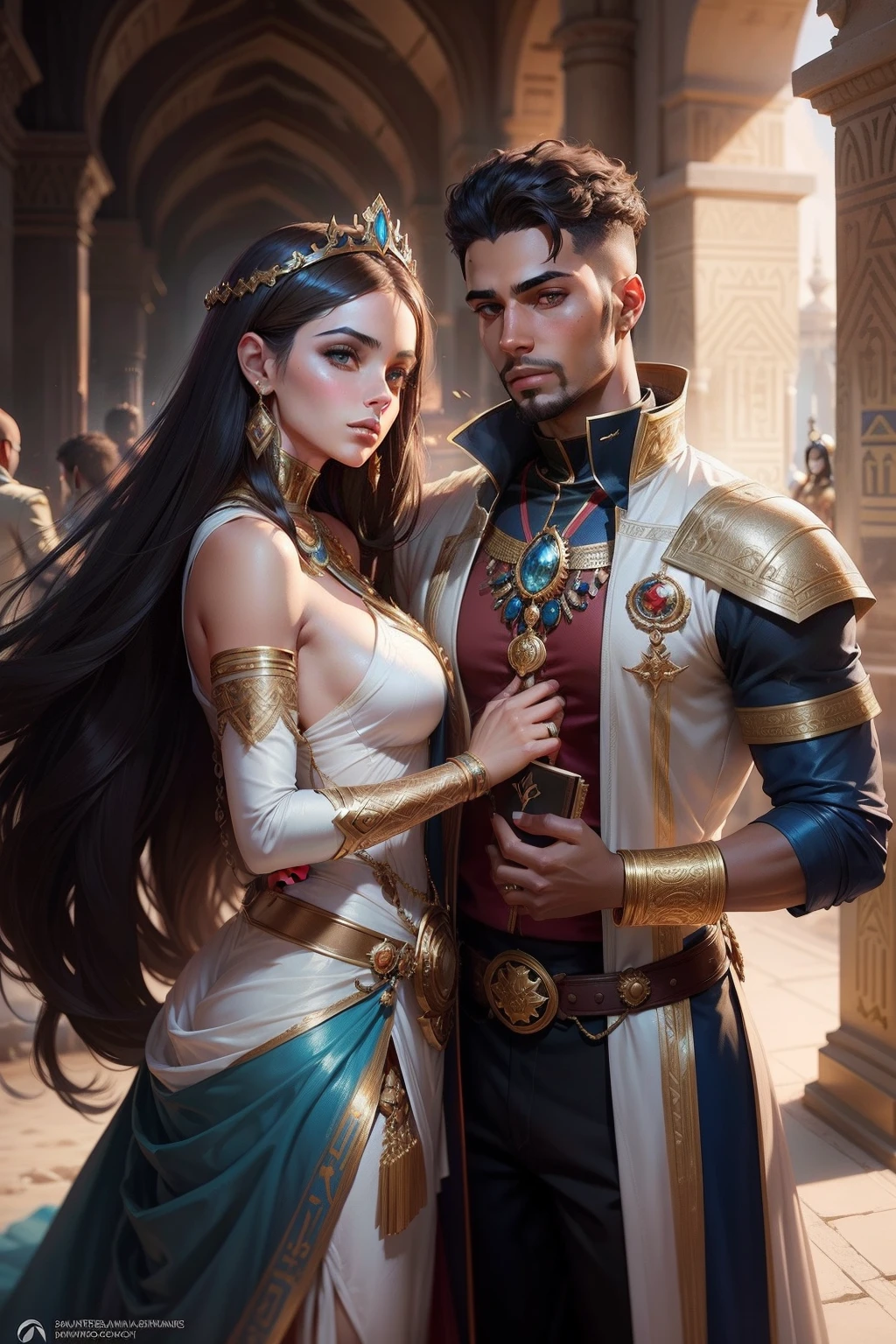 Explore how araffe woman in a white dress and arafed man in a blue and gold outfit find common ground despite their differences. What values and ideas do they share, and how do these contribute to the deepening of their friendship, stunning african princess, egyptian princess, samira from league of legends, epic 3 d oshun, beautiful goddess, alena aenami and artgerm, gorgeous woman, ancient libu princess, arabian princess, a beautiful fantasy empress, young goddess & brown skin man egyptian prince, rpg book portrait, a portrait of the character, casimir art, detailed character portrait, character painting, beautiful character painting, beautiful androgynous prince, male artificer, stunning character art, charlie bowater character art, portrait of a dnd character