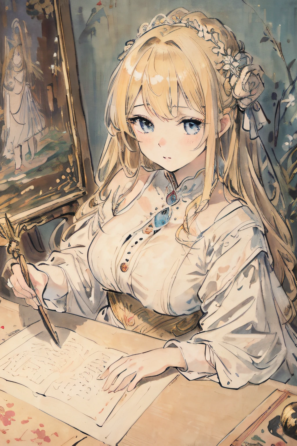 masterpiece, best quality, an extremely delicate and beautiful girl,an extremely delicate and beautiful, world masterpiece theater, ultra-detailed, highly detailed, best quality, blonde hair, highres, extremely detailed,1girl, best quality, illustration, looking at viewer, impasto, canvas, oil painting, realistic, realist ,real,
