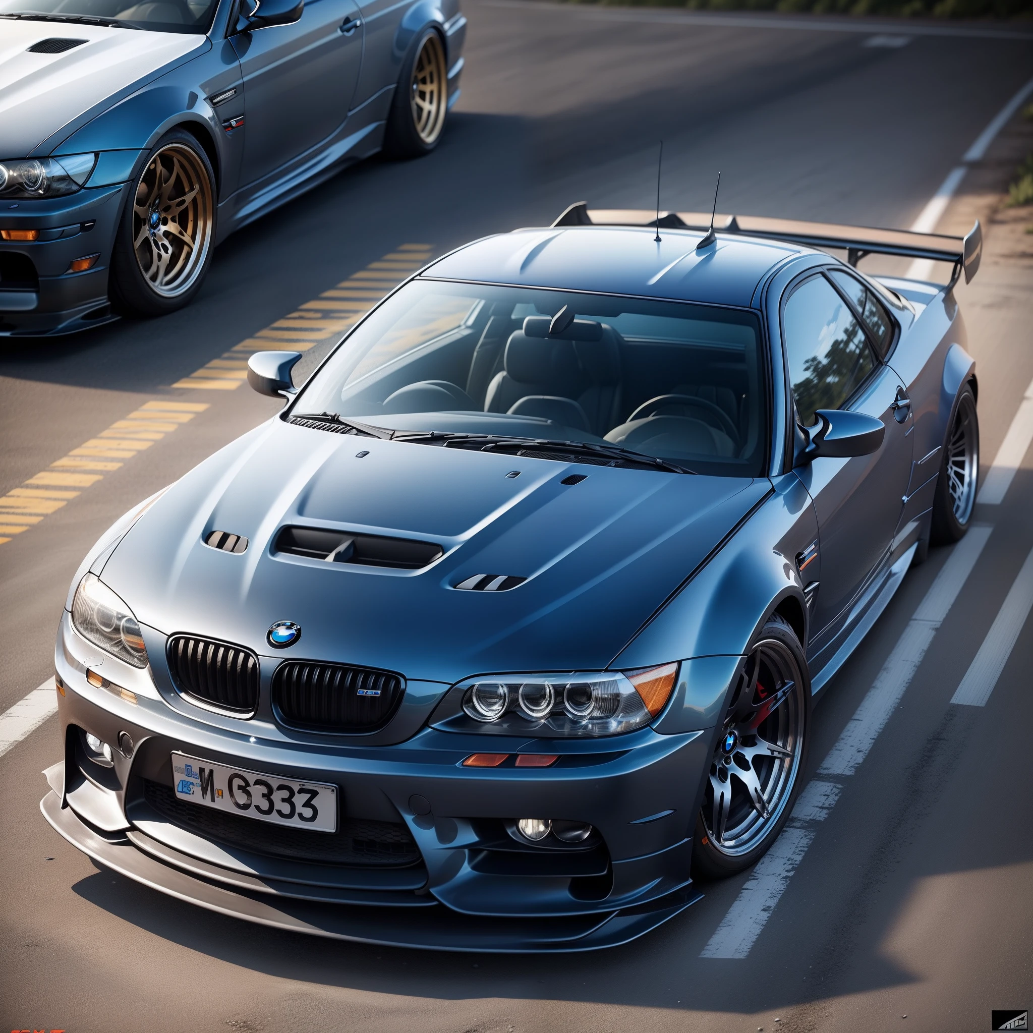 BMW M3 GTR from Need for speed mostwanted, detailed car, hd, scene, realistic, blooming, 1car