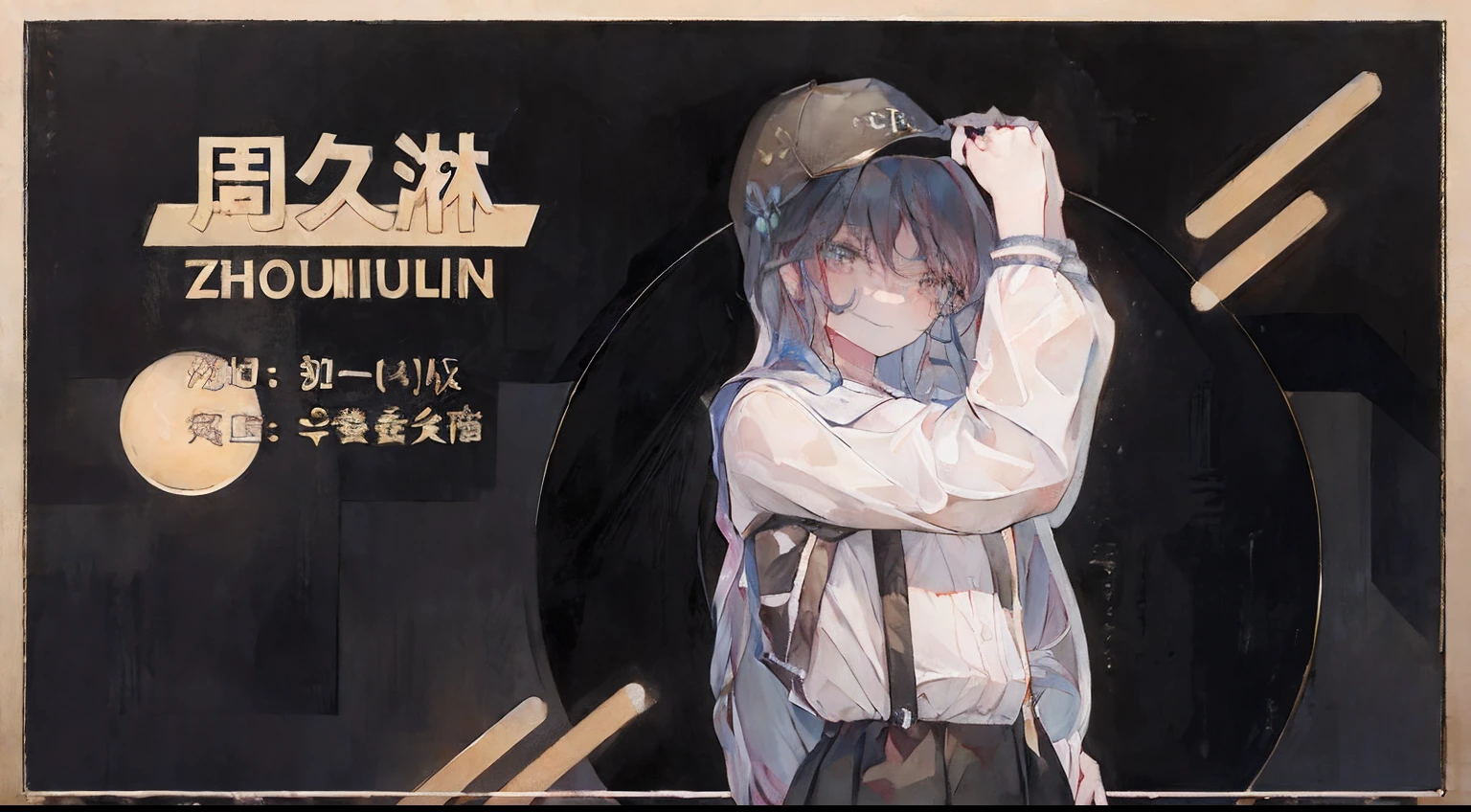 There was a woman wearing a hat and a shirt, cover photo portrait of du juan, Li Zixin, JK school uniform, inspired by Ju Lian, Cai Xukun, author:Du Jin, Inspired by Song Maojin, ji-min, uniform background, G Liulian art style, Banner, seifuku, jia, inspired by Du Jin