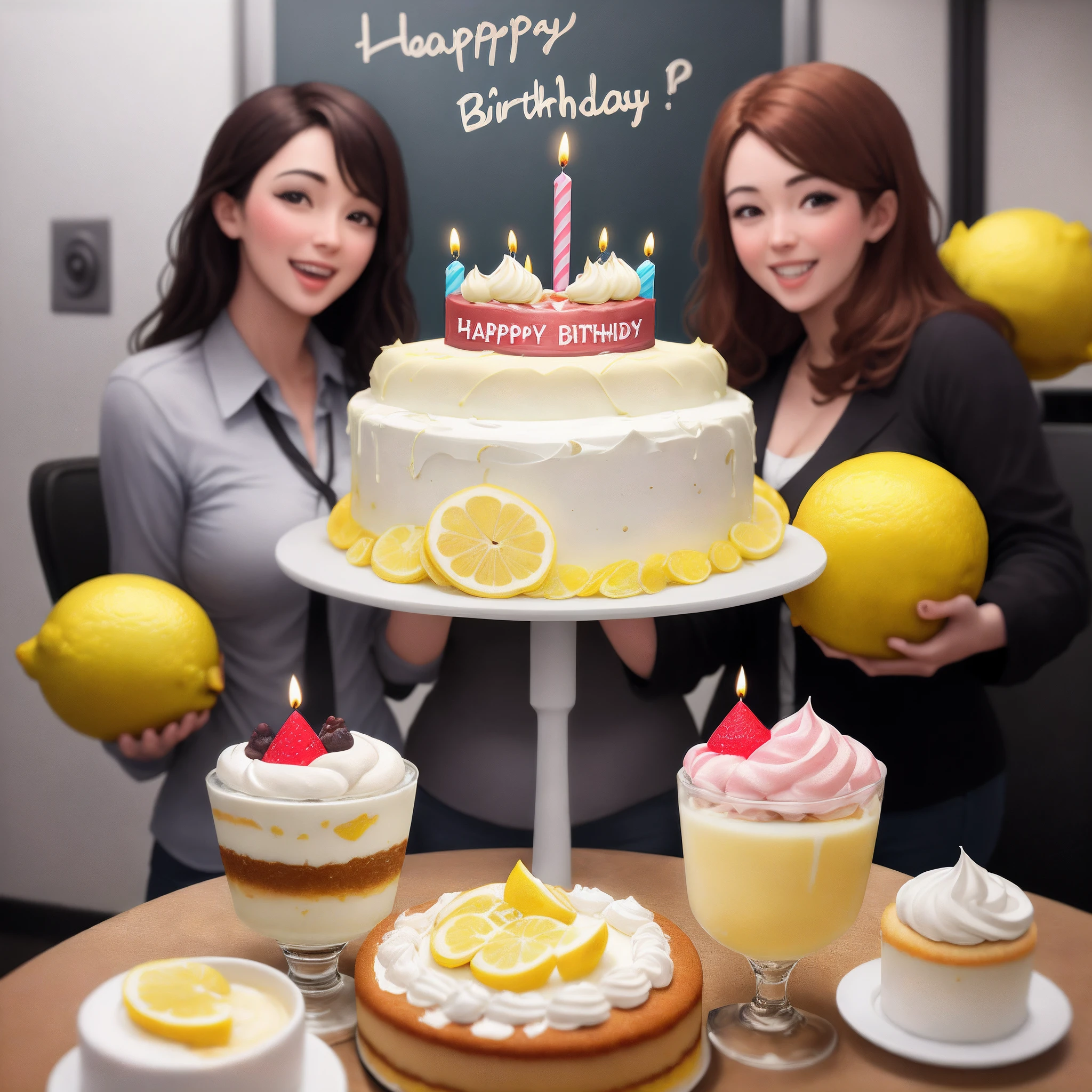 Birthday at the office, bolo, colegas de trabalho, lemon cake, Lemon mousse
