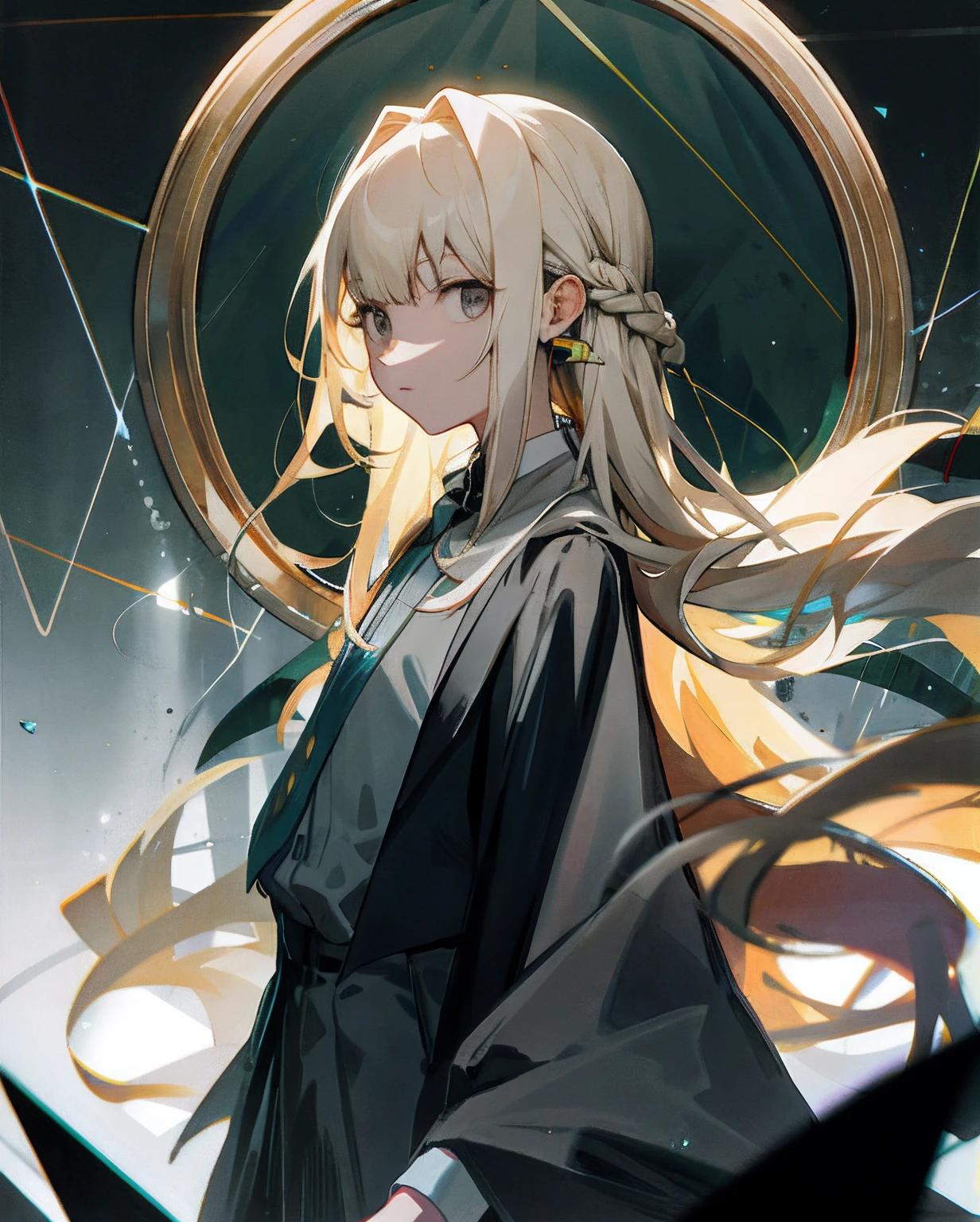 With gray eyes,solid color backdrop
