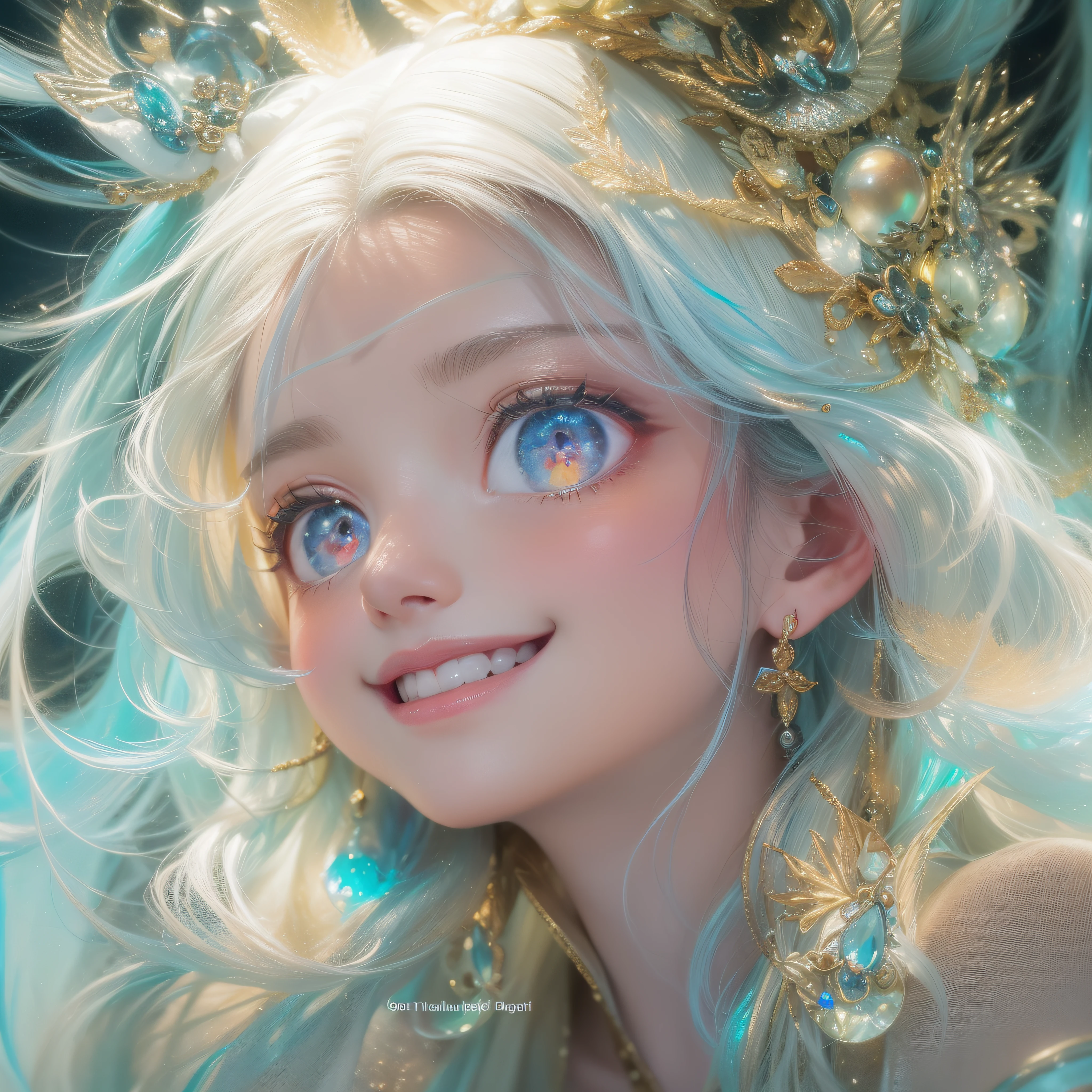Princess、Close up of smiling face with open mouth、Close up of smiling face with open mouth、Close up of smiling face with open mouth、Close up of smiling face with open mouth、Close up of smiling face with open mouth、(masterpiece、realisitic、hight resolution)、(1 girl in):1.2)、Do-Up Eye、Korean Girl、(Best Quality), (masutepiece), (1girl in), Solo, Beautiful Girl, Perfect face, Big Breast,Swimsuit Costumes, Cool pose、dreamlikeart、Highly detailed airbrush art(((Surreal))、intricate detailes、Volumetric lighting、(masterpiece:1.2)、(top-quality)、The ultra-detailliert、(The composition of the movement:1.4)、Highly detailed colorful details、(Irridescent color:1.2)、(Bright lighting、Atmospheric lighting)、dream-like、Magical、dynamic compositions、Ray traching、The mirror reflects light、Shallow depth of field、crazy detail details、ultra-detailliert、mixing exposure、nffsw、Super masterpiece、Her eyes are shining、Staring at the blue sea。Her face is full of anticipation and courage for adventure.、A smile comes to her lips。(Jewel Costume、Exquisite Gemstones、Iridescent Gemstones、3DCG)、An air full of smiles and adventurous spirit、Gaze at the sea in the distance。In her gaze there is a thirst for unknown lands.、Inspire a sense of adventure。 At the rear、The sun is slowly tilting to the west。Its light brings golden light to the surface of the sea、The swaying waves create a beautiful scene..。Small islands and cloud shapes floating in the distance、It creates an atmosphere where unknown shipping routes await。 Her courage and determination are condensed.、Eye-catching presence。Her eyes shine sharply。Red