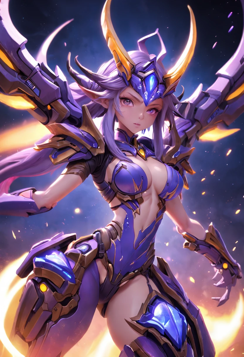 StarCraft game，Zerg Leader Blade Queen Highly detailed skin，Realistic details of skin，Clear focus，（（very vey very detailed face））），（（very detailed eyes and faces）））8K  UHD，digital SLR camera，high qulity，filmgrain，photo-realism，photorealistic realism，in a panoramic view，Front low lens from below