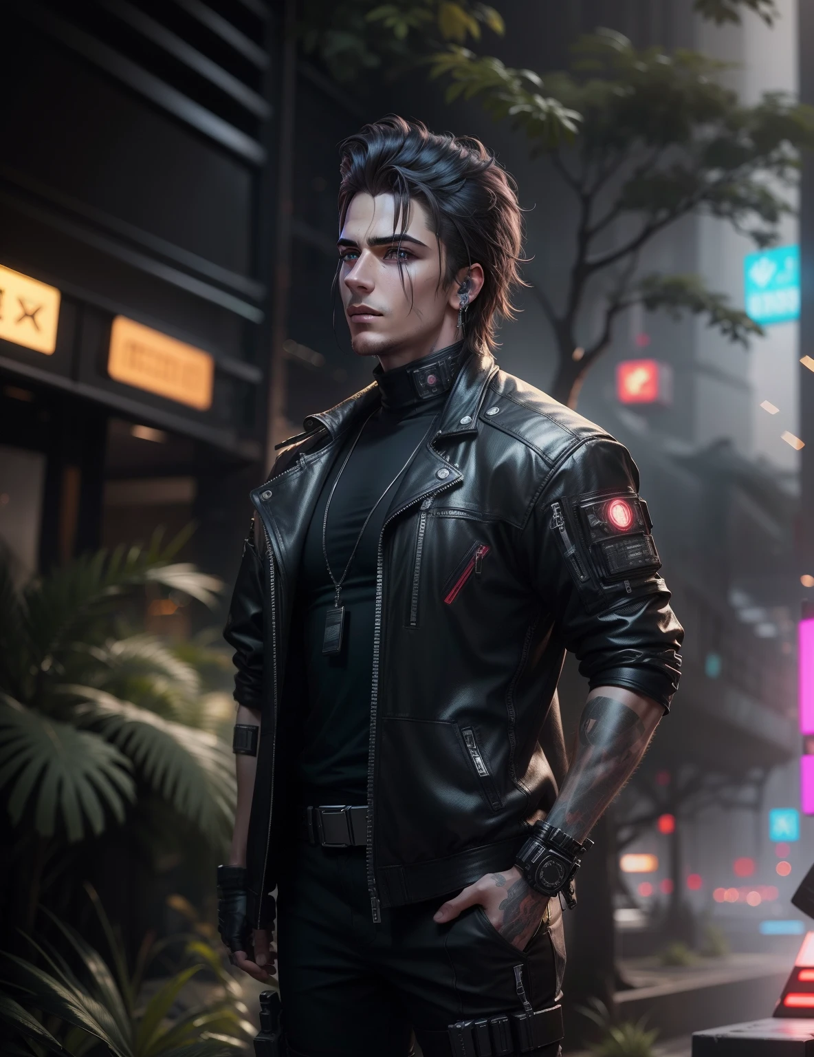 Change background cyberpunk handsome boy, realistic face, 8k, ultra realistic