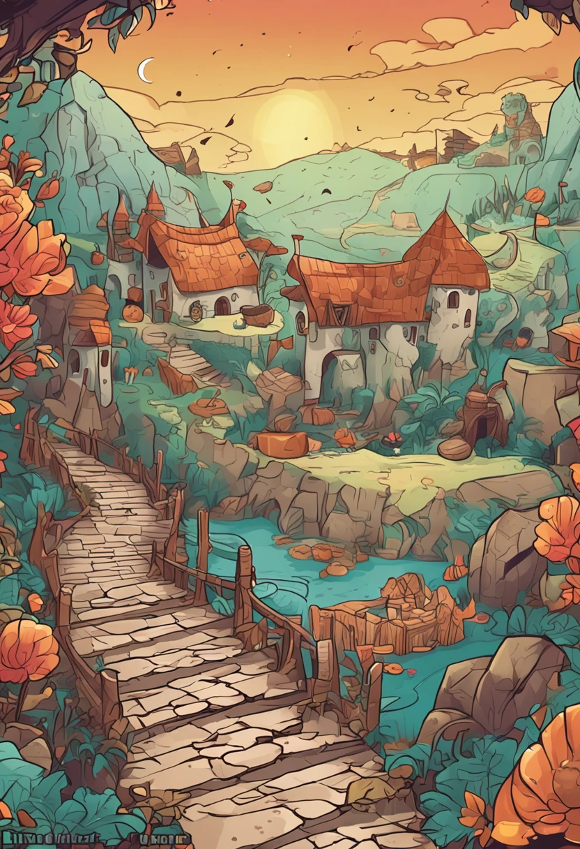 Design a fantasy and magic style game scene,Top view 2D