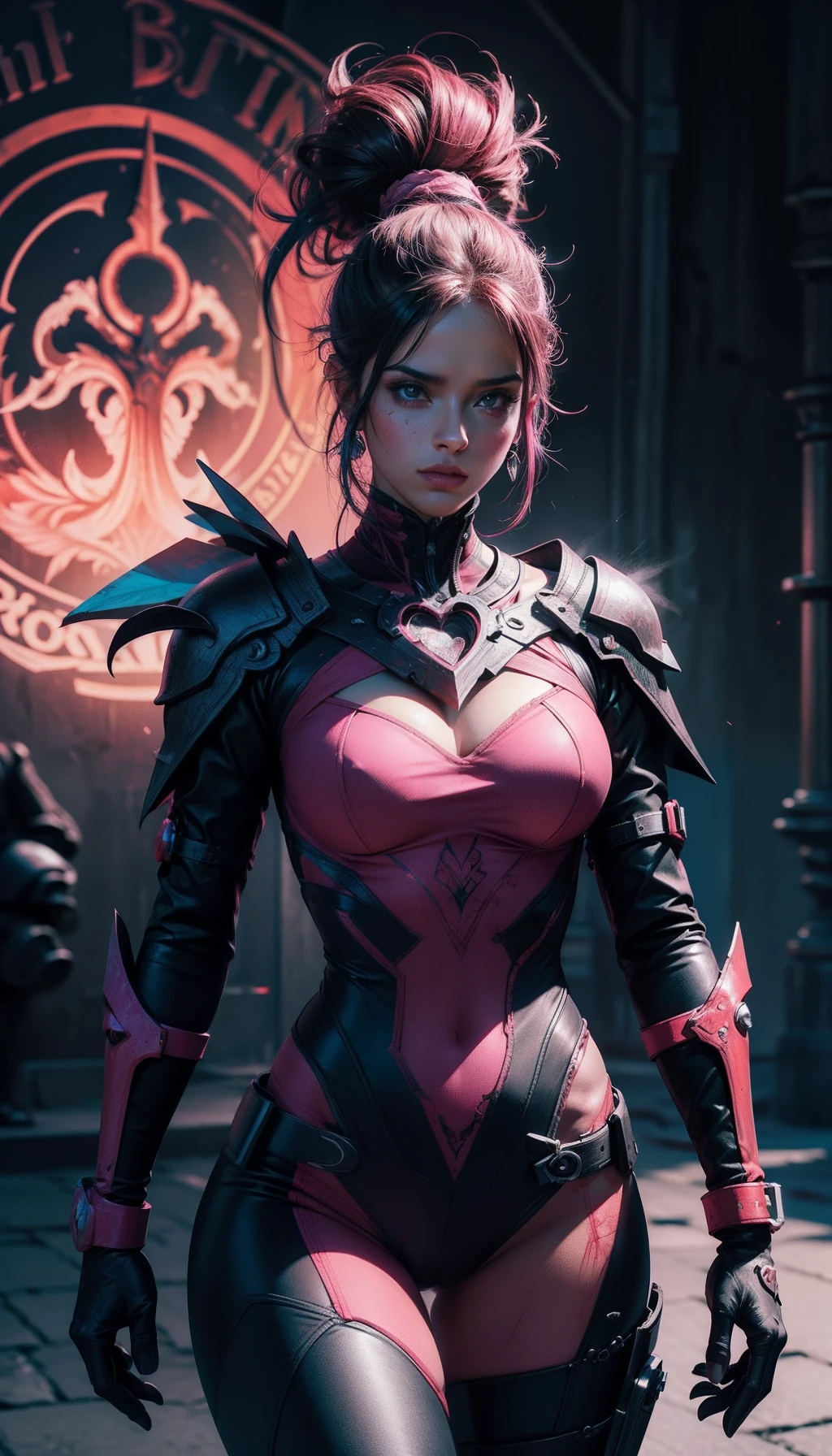 poderosa, Costeira, guache, foto de corpo inteiro, sketchfab, Alto contraste, GameArt, cores magenta rosa choque, Metalheart, Xray lighting, altamente detalhado, caothic, Colorido Preto, gotejamento de tinta, tiro longo,
