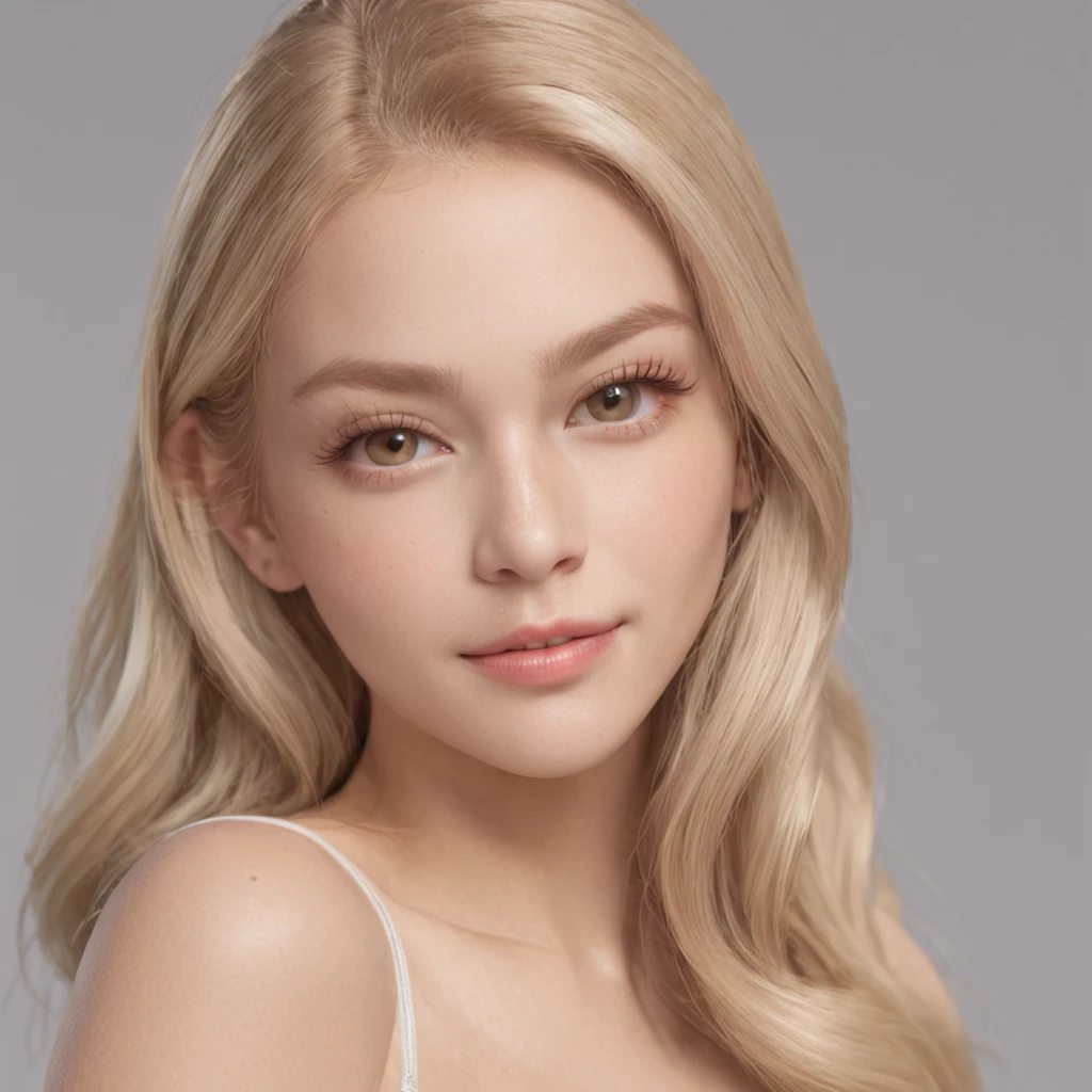 (One lady)、(Professional 3D Rendering:1.3) De (realist:1.3) girl face, 4K realistic and perfect skin, Beautiful smile, Detailed eyes. (Sportbuso)( Leggings) (Big Tits) (Beautiful legs) (Blonde hair))((Full body))((beautiful round body))A sexy、foreigner