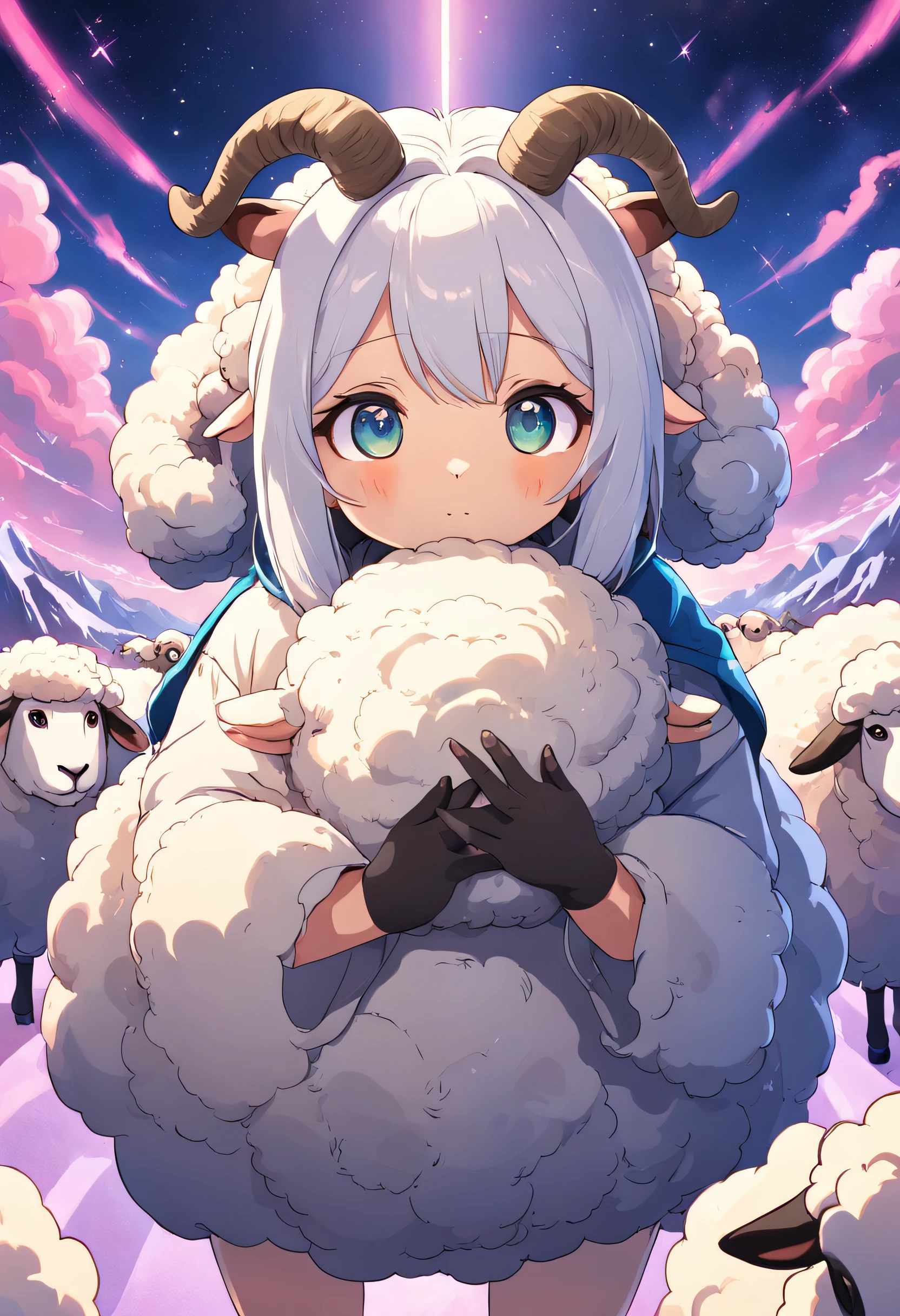 Sheep illustration、Illustration of a horned sheep、Illustration of a sheep with both hands raised、Illustration of a fattening sheep、Yuru Chara illustration