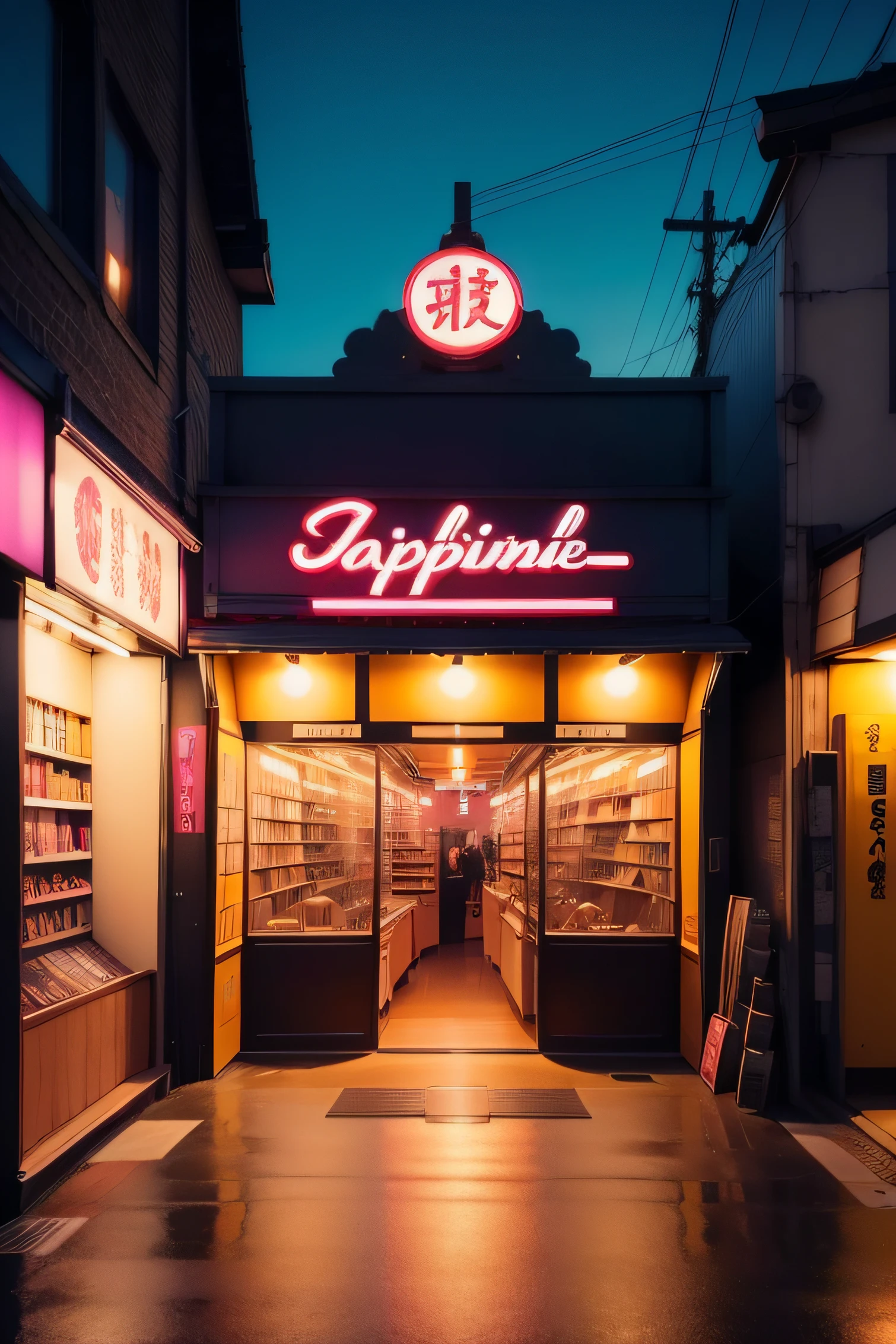 magasin de vinyle japon magasin de musique nuit neon
