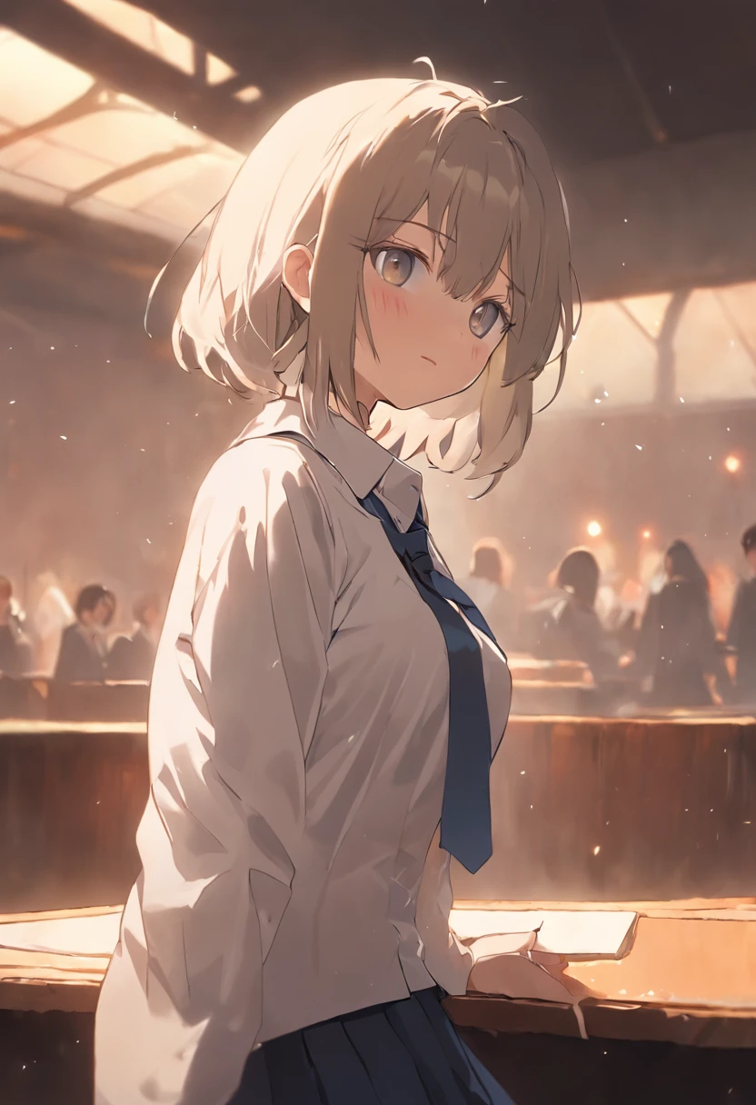((((Classroom、Sit on a desk、japanese hight school uniform、white shirt、The chest of the shirt is visible、Colossal tits、during a meal)))、Slender girl、light skinned、(delicate illustration:1.4)、(Master Pieces:1.0)、(top-quality:1.4)、(Ultra HD:1.2)、(Photorealsitic:1.4)、(Raw photo:1.2)、(softfocus:1.4)、Detailed face、
