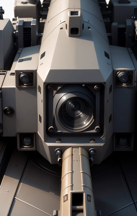 ((Highest image quality, reality, outstanding details, ultra-high resolution), (nobody, realism: 1.4), ((close up:1)), highly condensed delicate surface, 1 machine generater, multiloader, excavator, (machine color base ratio dark grey:0.8 other-color:0.2), (putting a anti-aircraft weapon), background simple gray wall, (Aging:0.75),
