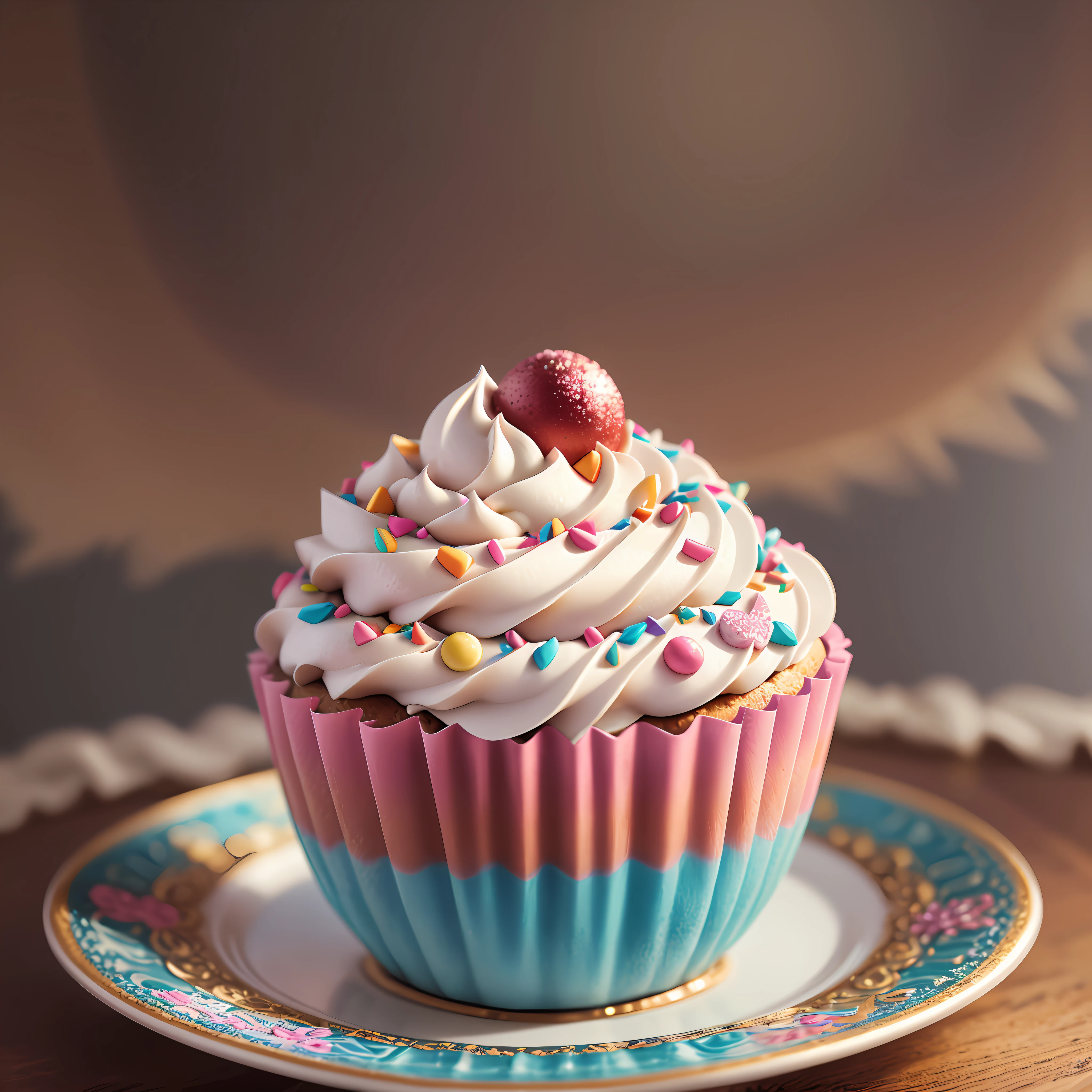 Close-up image of a delicious decorated cupcake: A detailed and appetizing image of a cupcake with colorful frosting and decorative ornaments can convey the idea of irresistible sweets and pique the interest of readers.