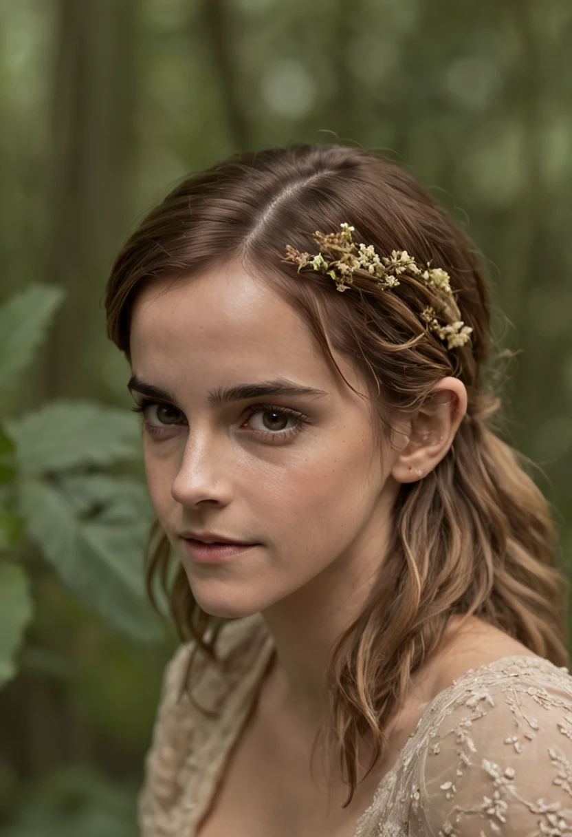 Emma Watson nua em uma floresta