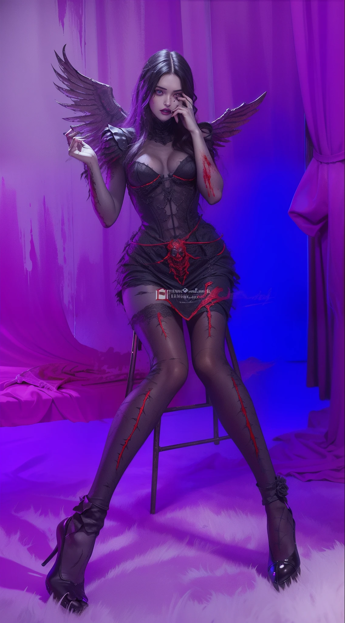 Fine matte paint，Skeleton Dark Angel, Haunted castle with large wings, Fill the drawing table with a knife，terroral，uncanny，horrid，secret terror，tentaculata，grape trees，The eye，uncanny valley effect teeth，all  fours，Critters，Blood Moon，super high image quality，Sexy beauty，The picture quality is clear，